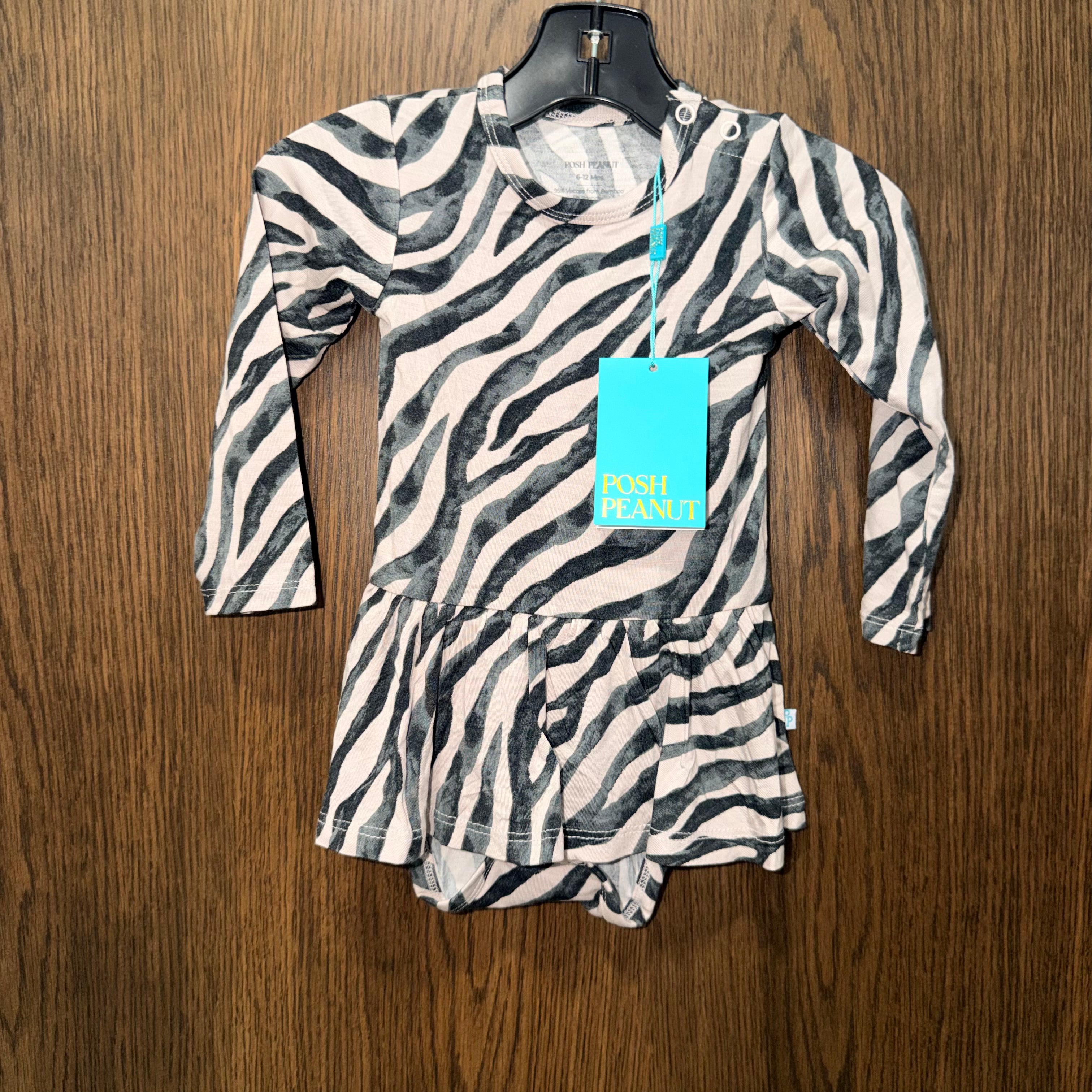 Posh Peanut NWT Girls Bamboo LONG SLEEVE KoKo TWIRL SKIRT BODYSUIT Size 6-12 mos