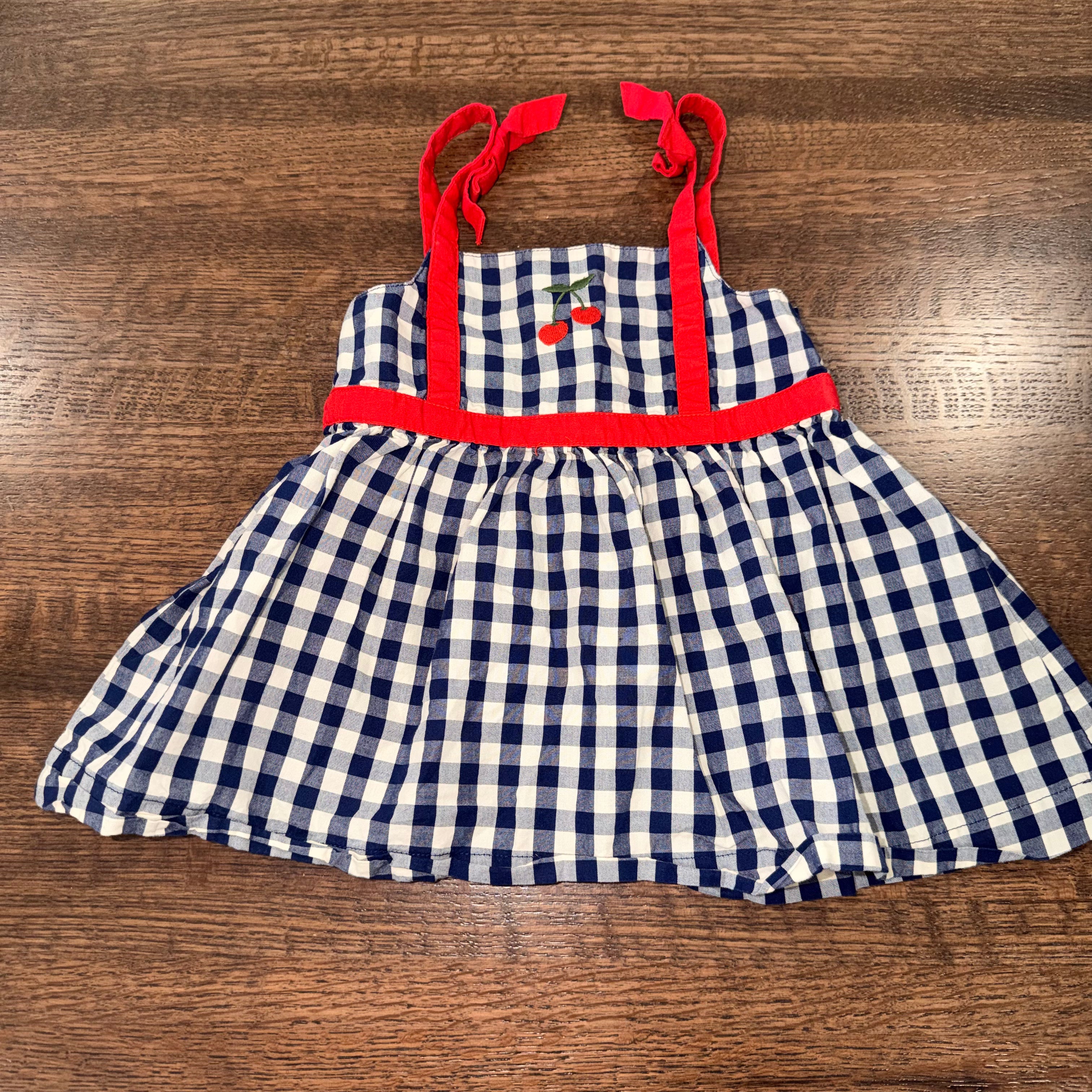 Hanna Andersson Gingham Cherries Dress Size 6-12 mos