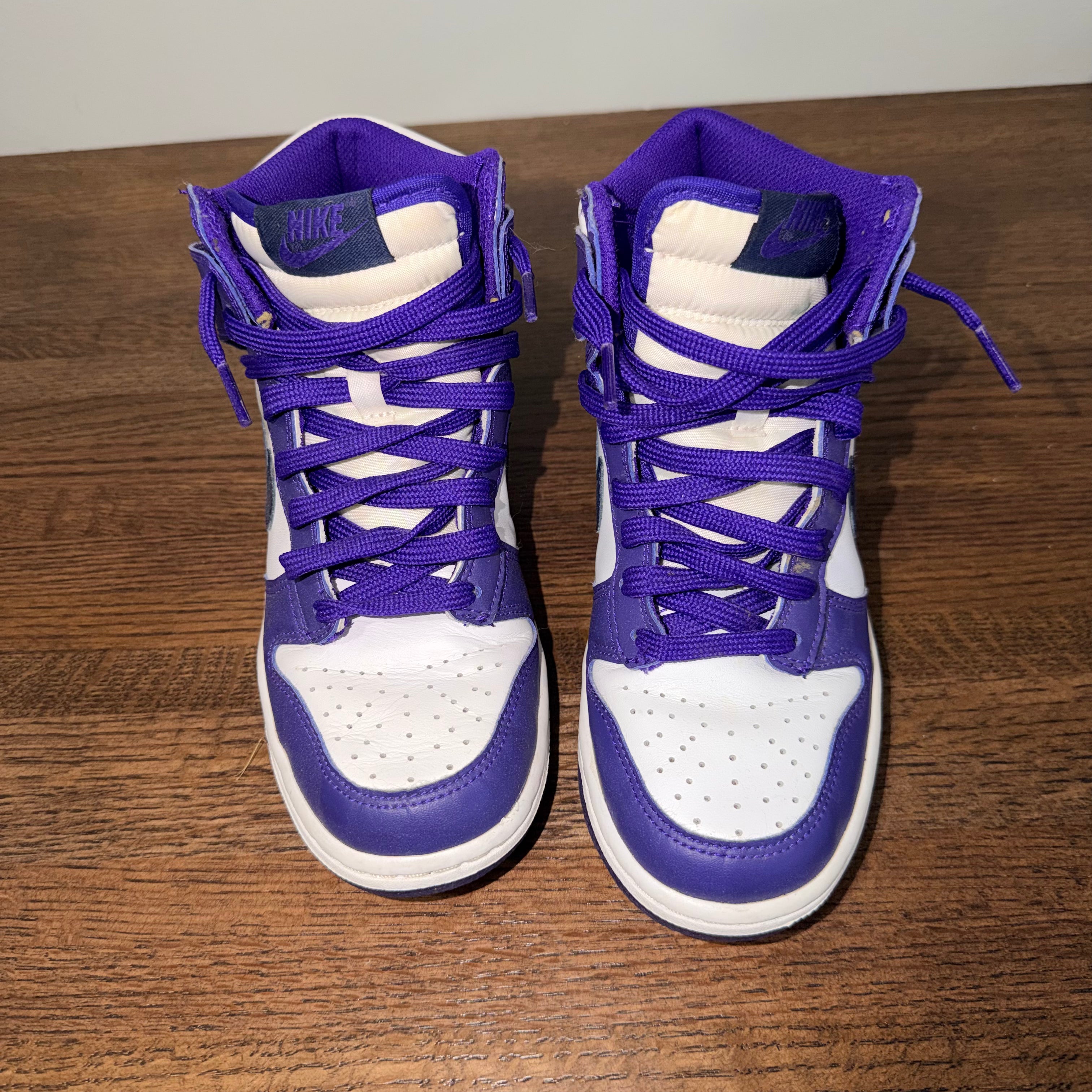 Nike Dunks High Top Purple & White 5Y 5 Youth