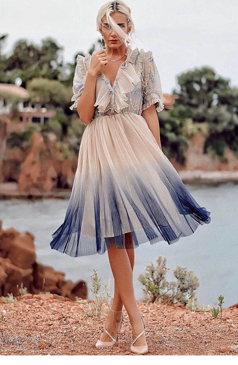 Chic Wish NWT We Know It All Gradient Pleated Mesh Tulle
Dress Size Large