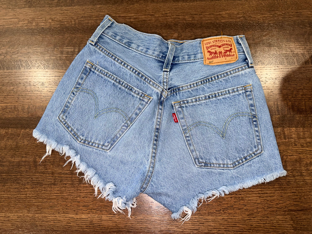 Levi’s 501 Premium Button Fly Distressed Jean Shorts Size 24