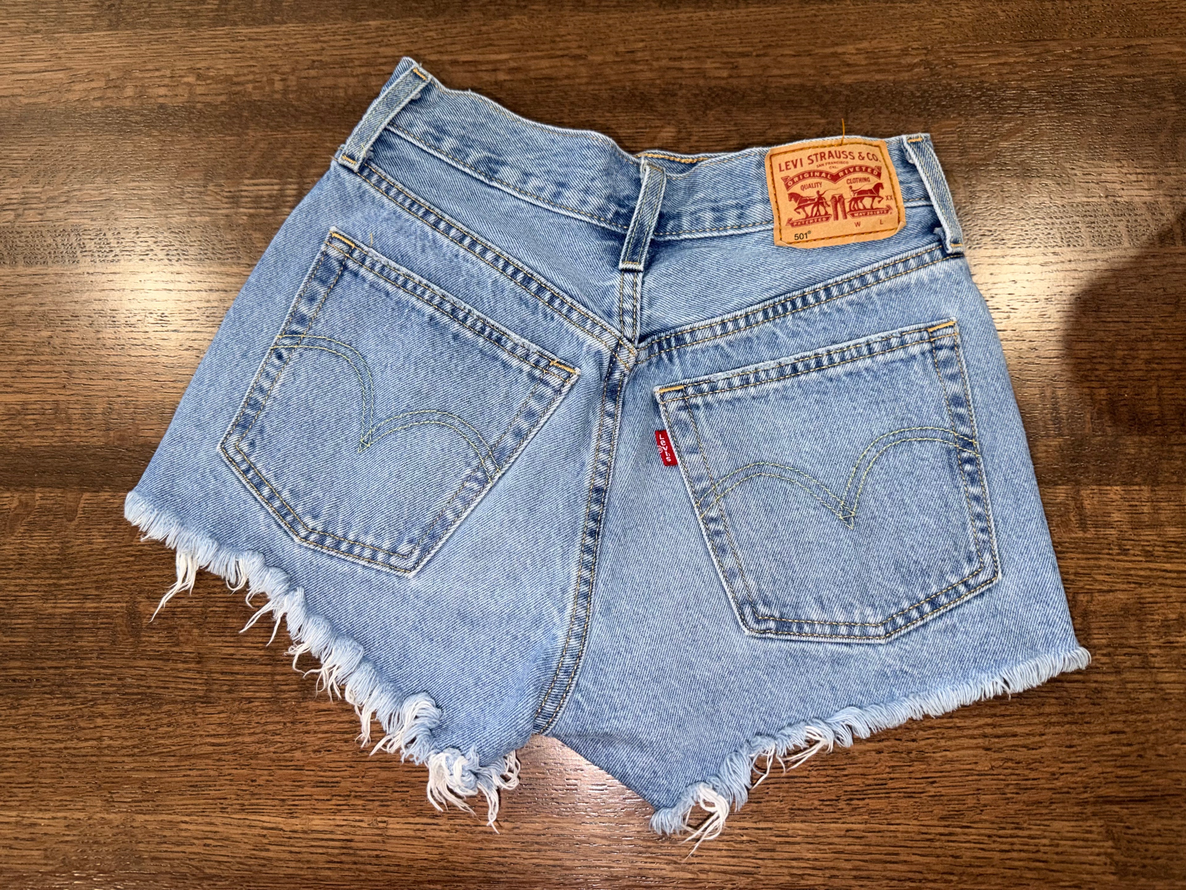Levi’s 501 Premium Button Fly Distressed Jean Shorts Size 24