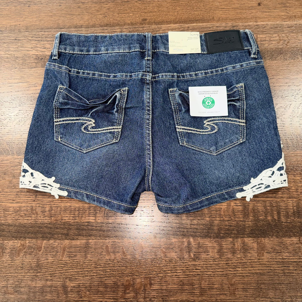 Silver Jeans Girls Lacy Denim Shorts Size 10 NWT