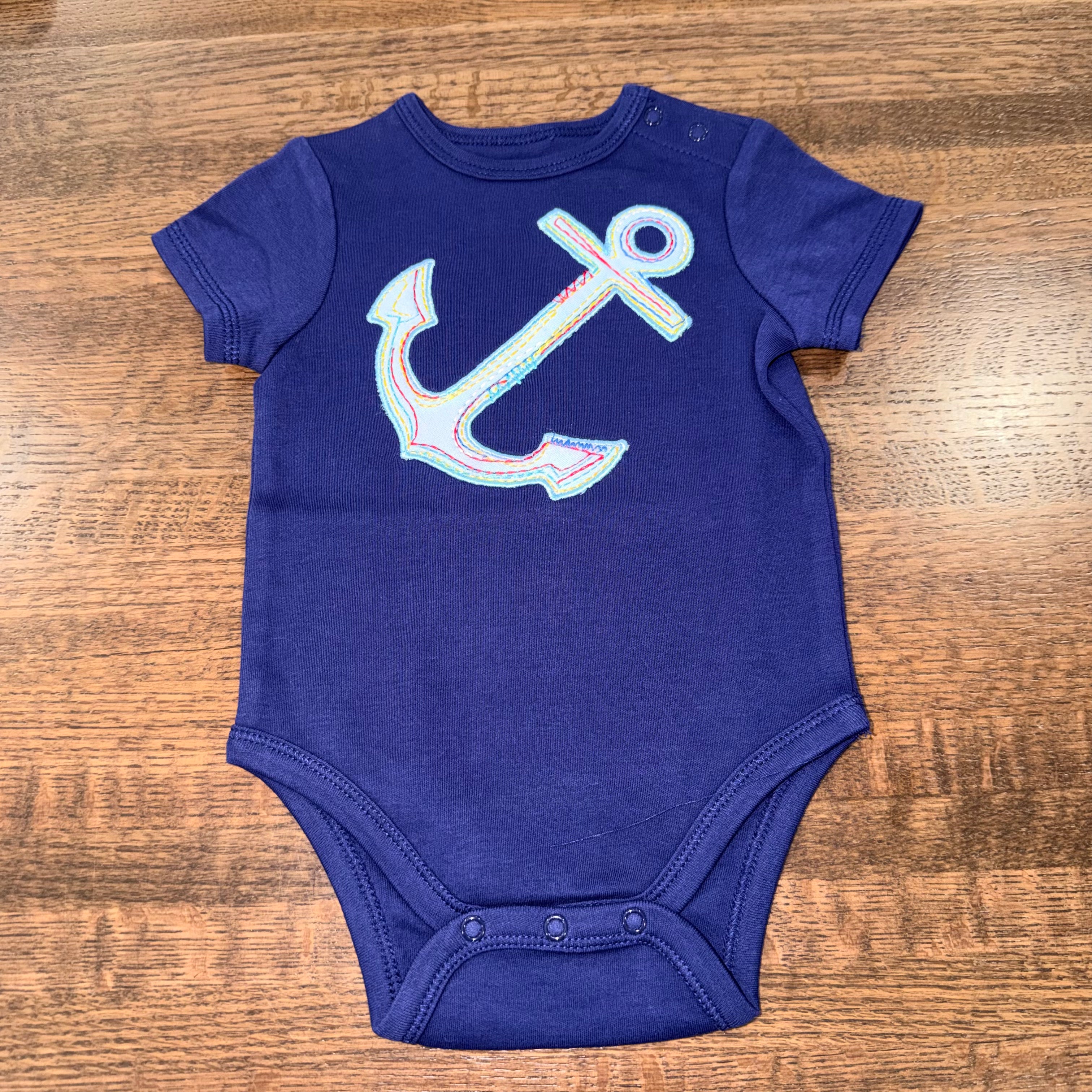 Baby Boys Embroidered Anchor Onesie size 3-6 mos New Condition