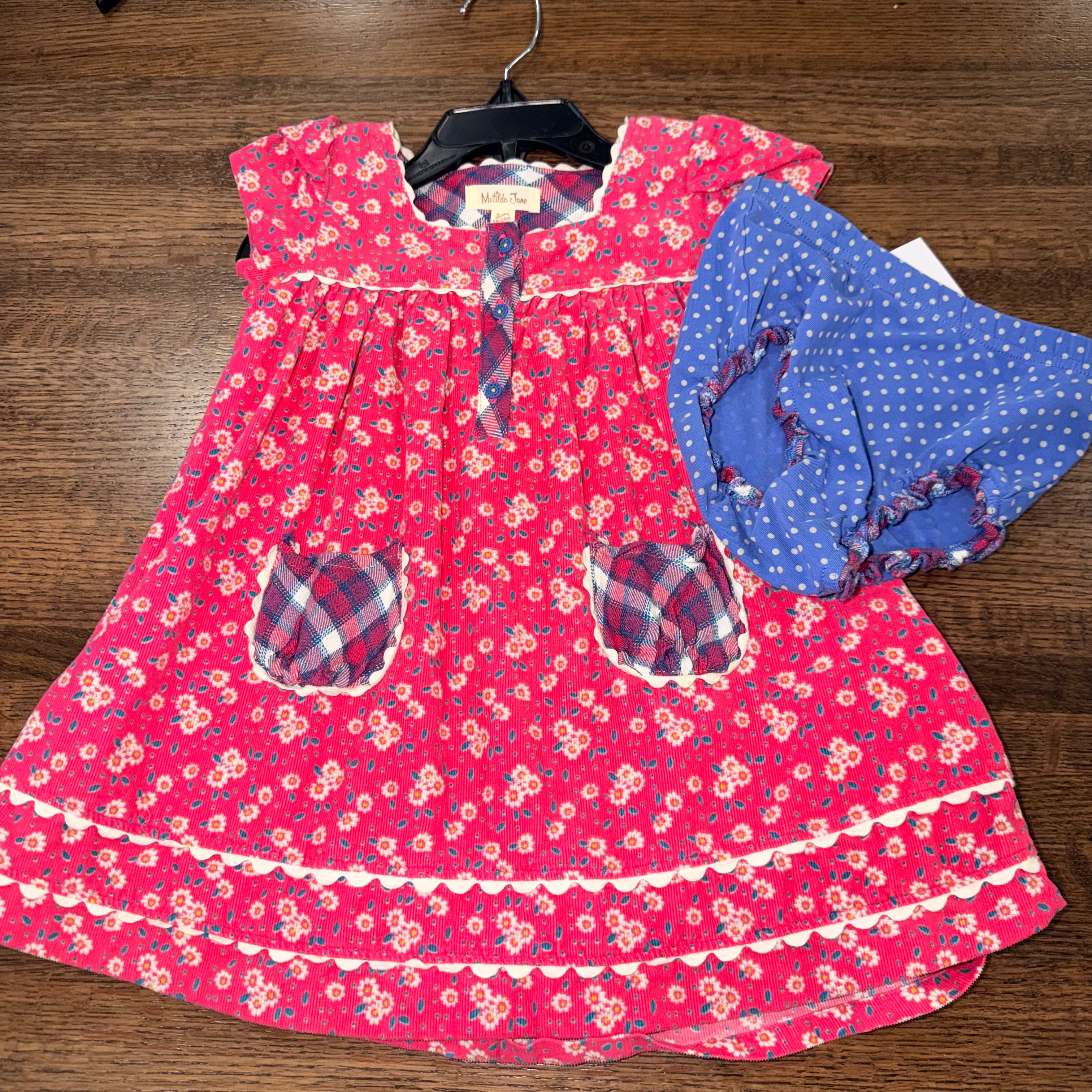 Matilda Jane Evelyn Corduroy Dress & Bloomers Size 18-24 mos
