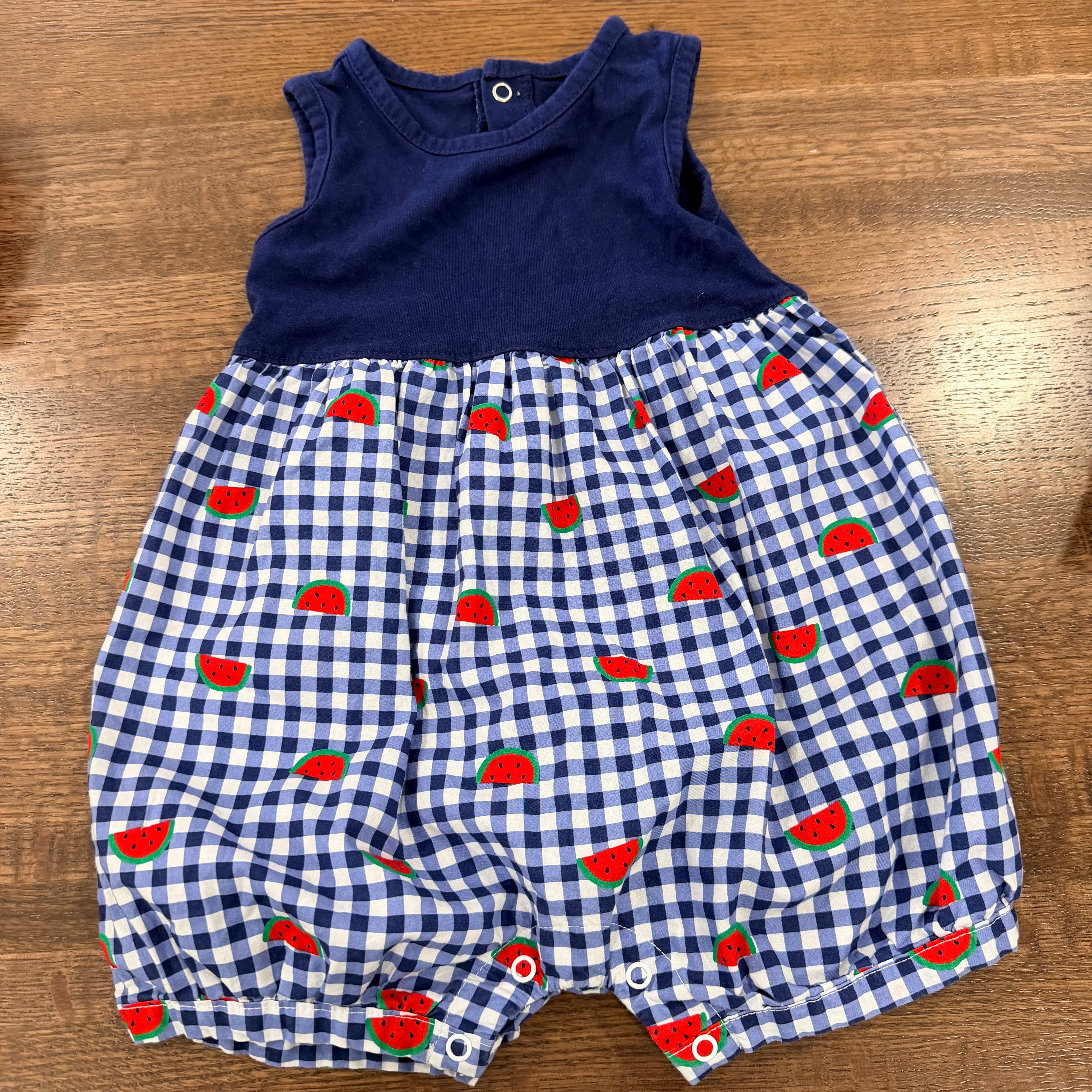 Vintage Carters Girls Watermelon Gingham Bubble Romper 18 mos