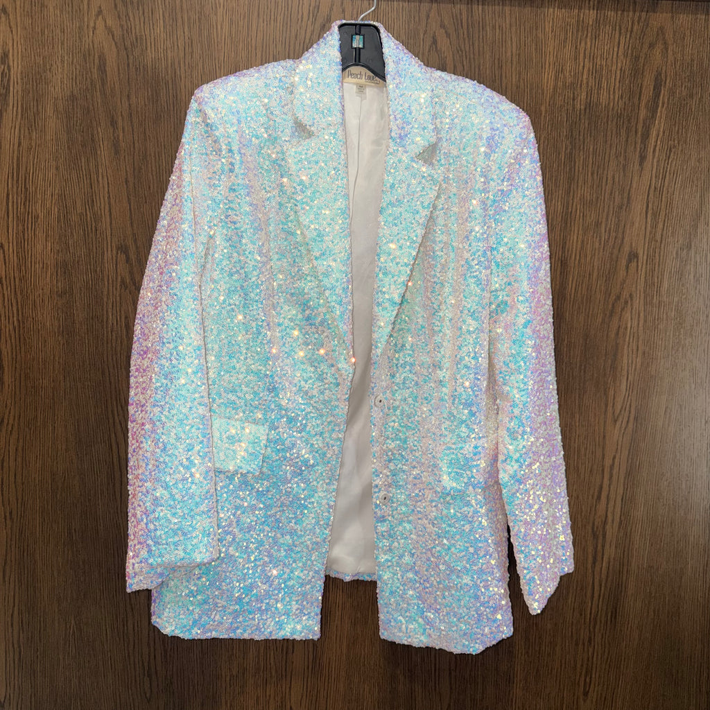 Peach Love CA White Sequin Blazer Size Large
