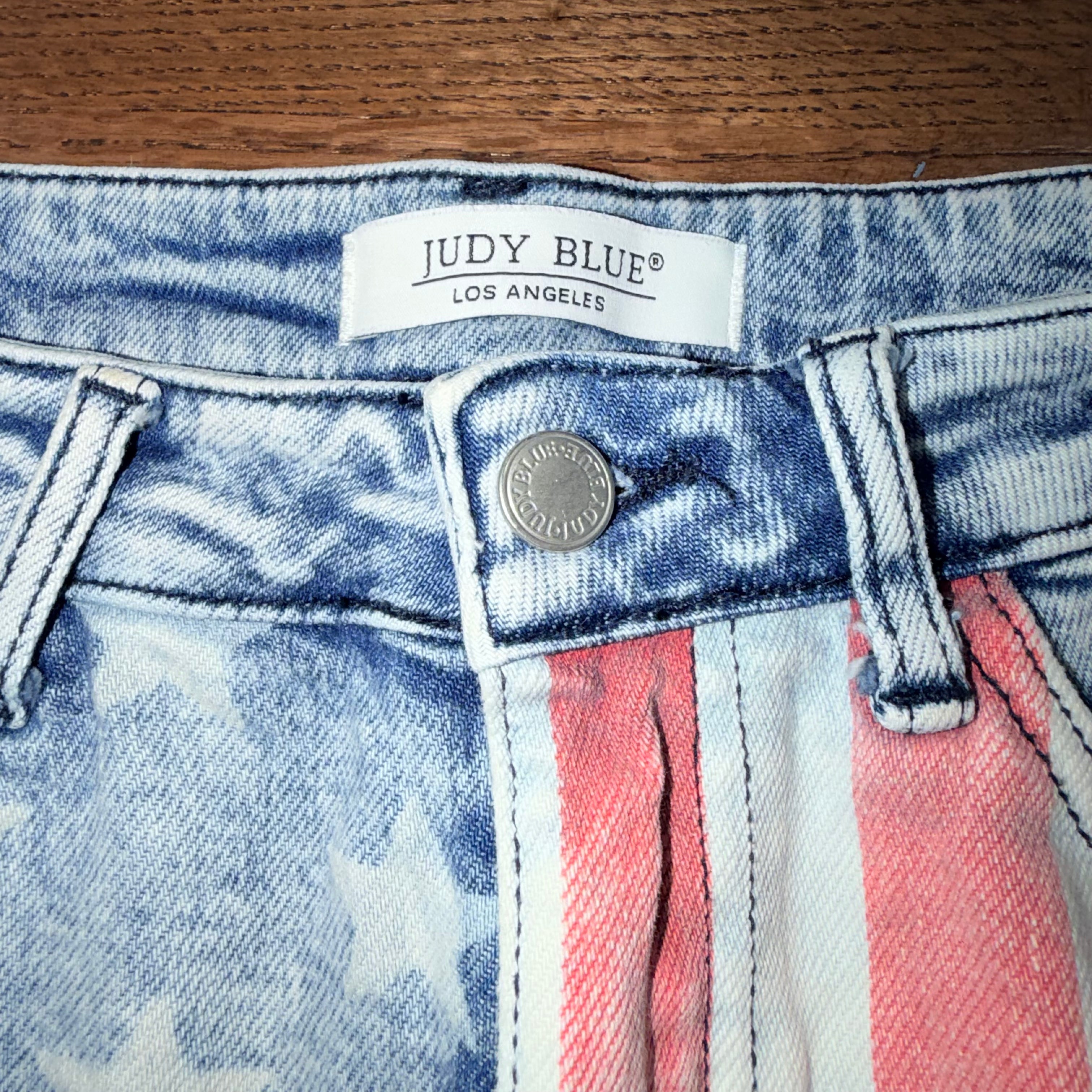 Judy Blue 'Merica American Flag Mid Jean Shorts Size M Medium