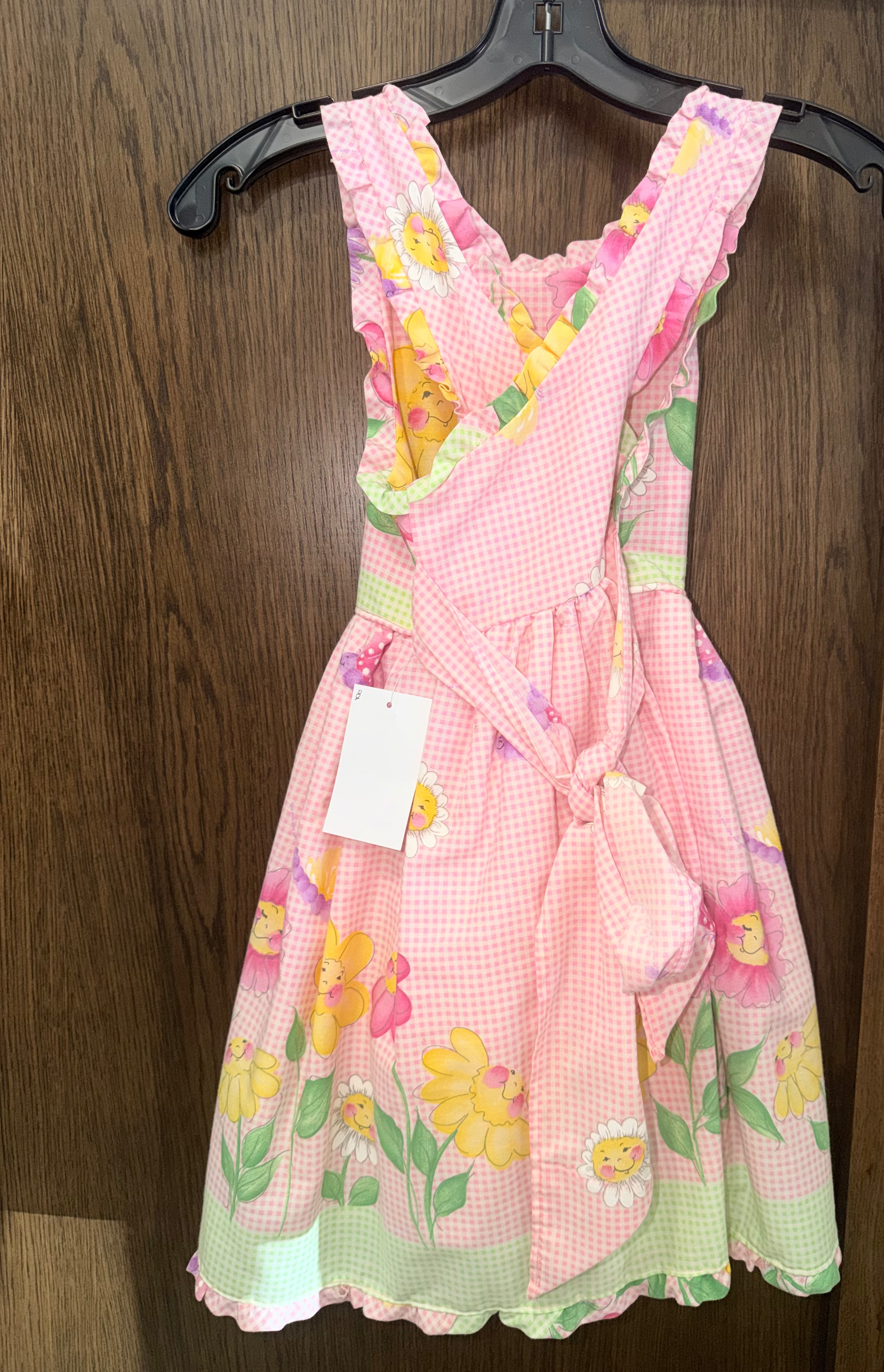 Girl's DAISY KINGDOM Handmade Pink Gingham Floral/Butterfly Dress Size 8