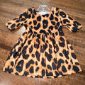 Baileys Blossoms Girls Long Sleeve Cheetah Dress 3-6 Months