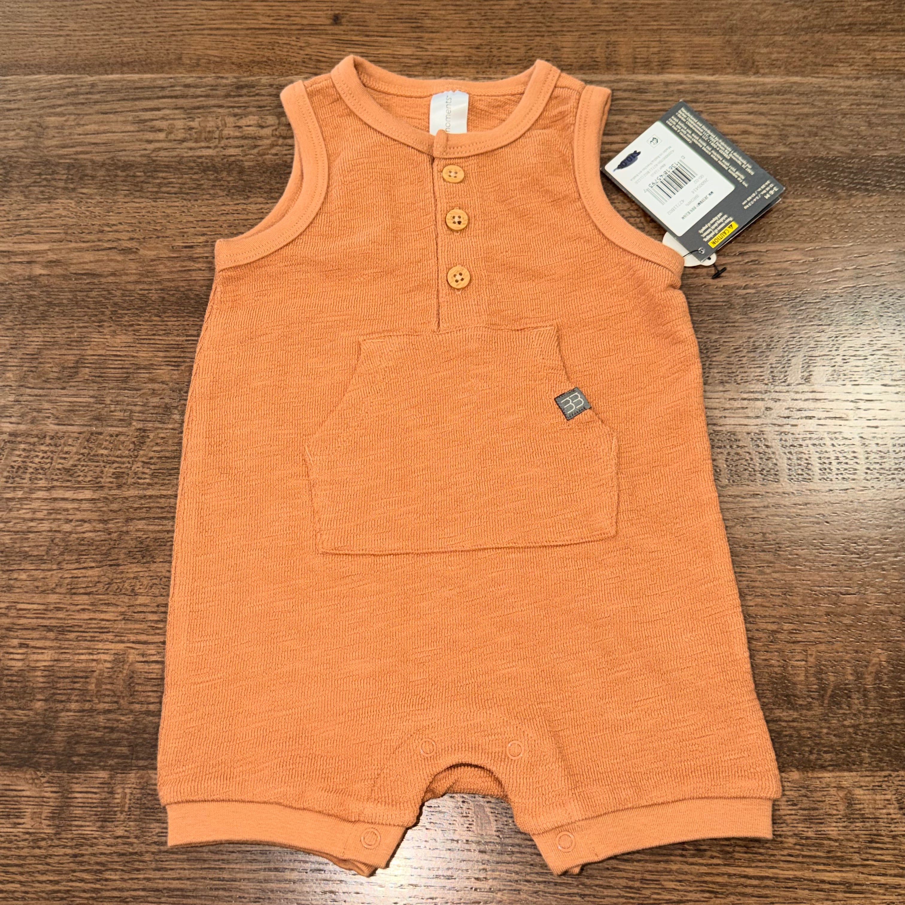 Modern Moments Baby Boys Shortall Romper 3-6 mos NWT Brownish Rust Color
