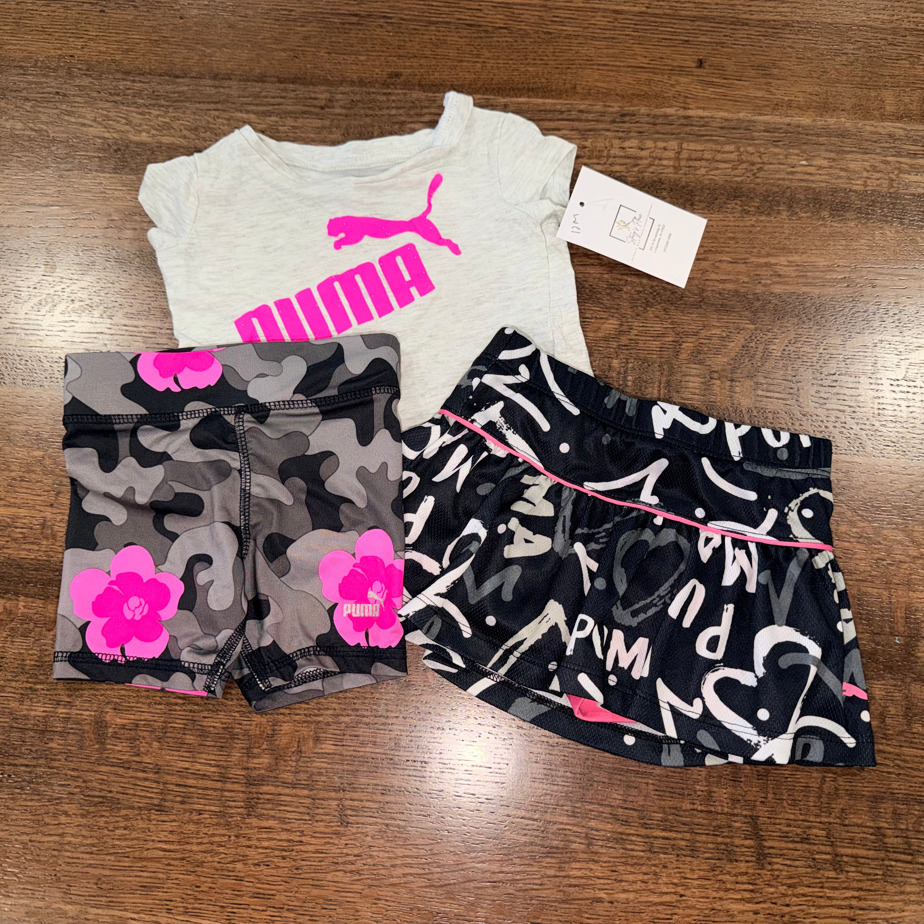 Puma Girls T-Shirt Shorts Skirt Set 12mos