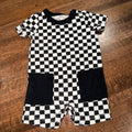 Black & White Check Baby Boys Romper 3-6 mos