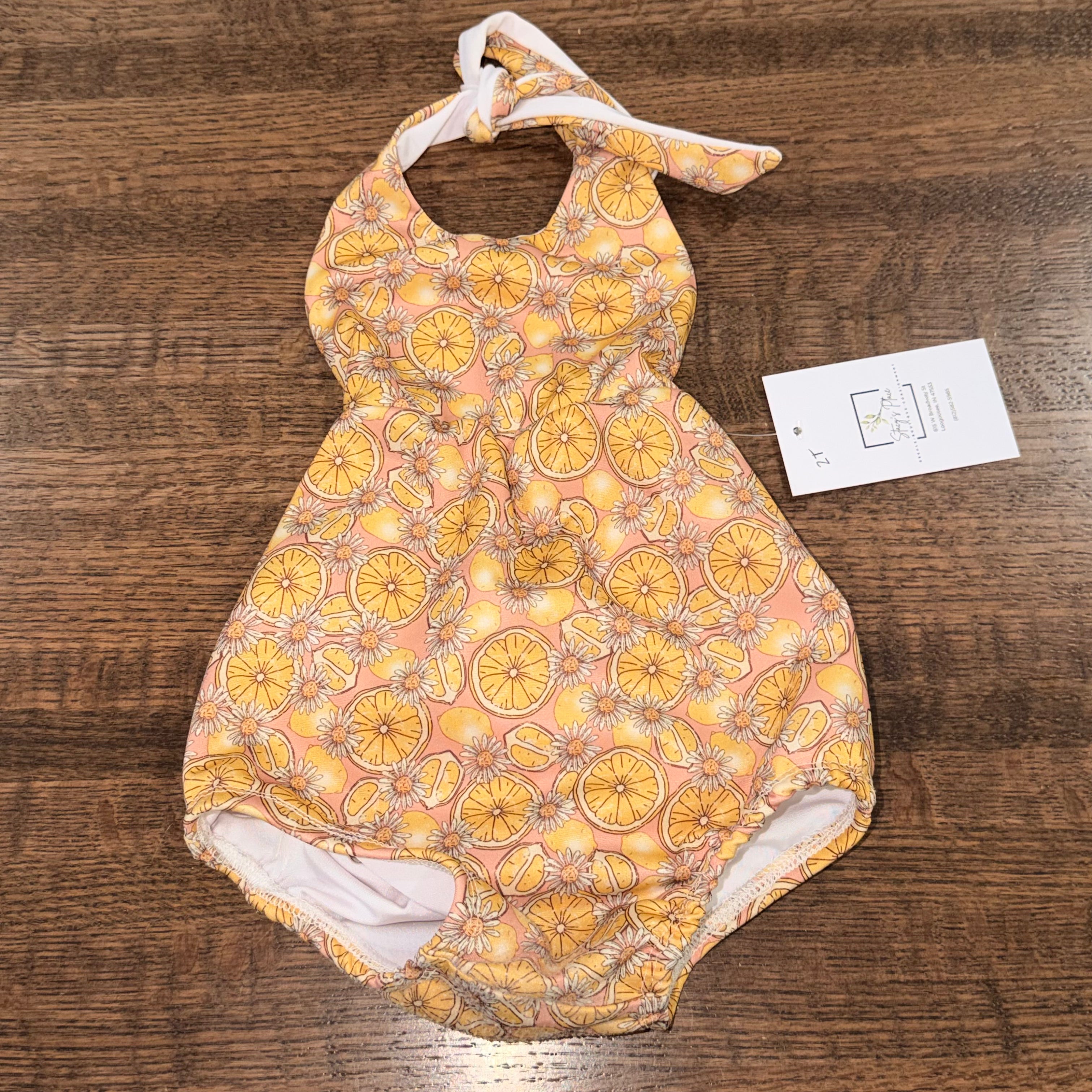 Lemons Handmade Nash Thread Co Bubble Halter Romper Size 18-24 mos