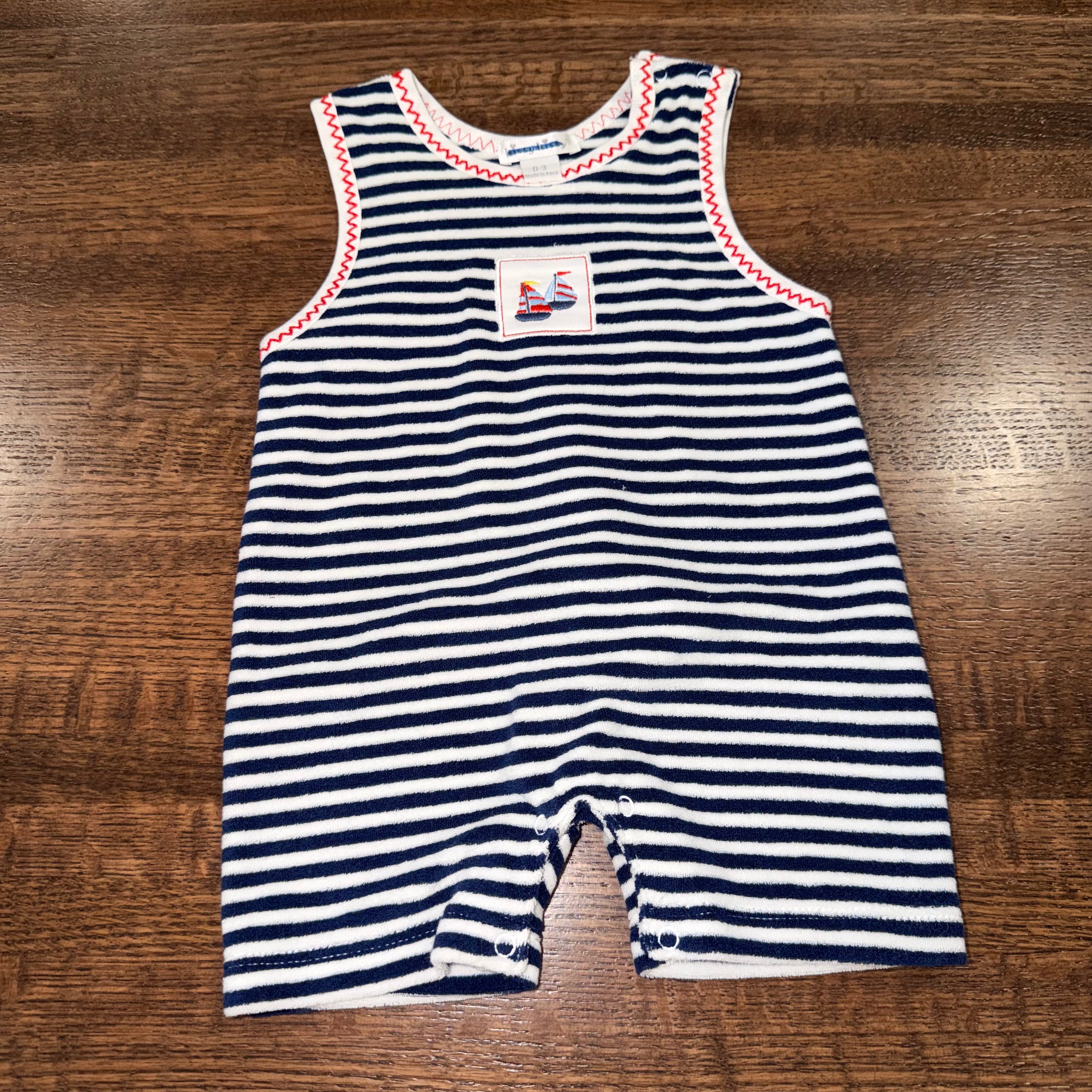 Vintage Kissy Kissy Baby Boys Shortall Anchor Romper 0-3 mos