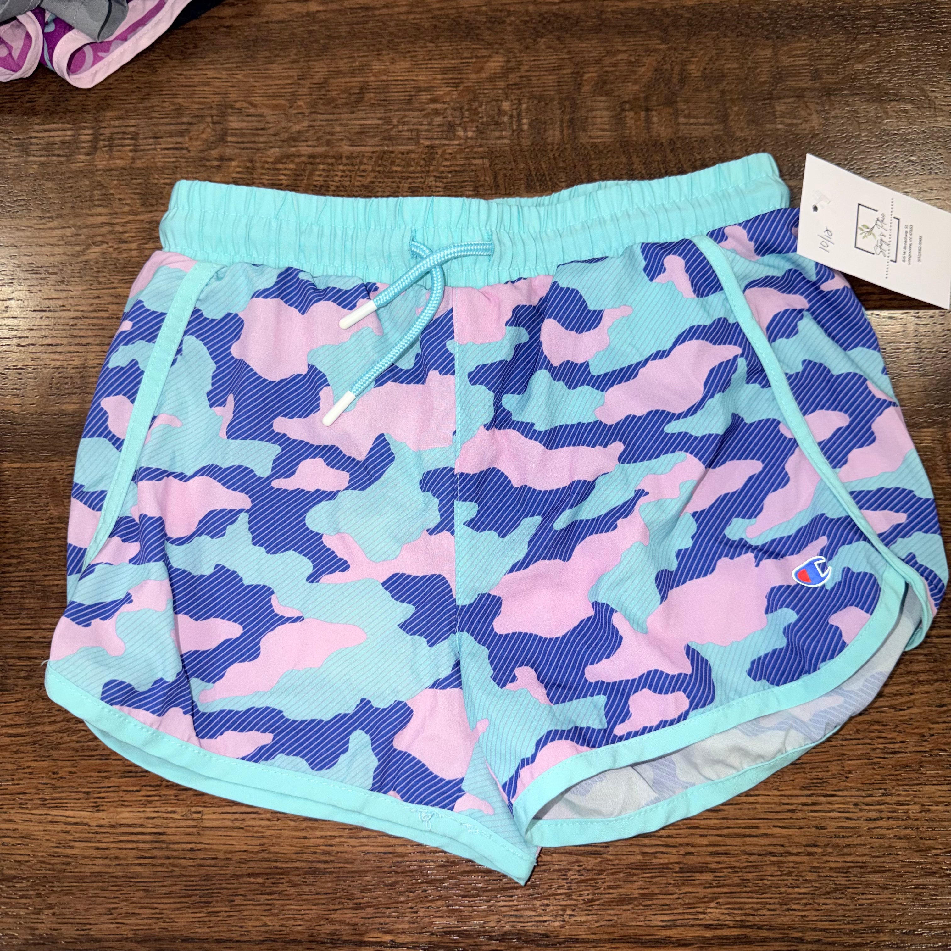 Champion Girls Blue Shorts Lined Youth Medium YM 10/12
