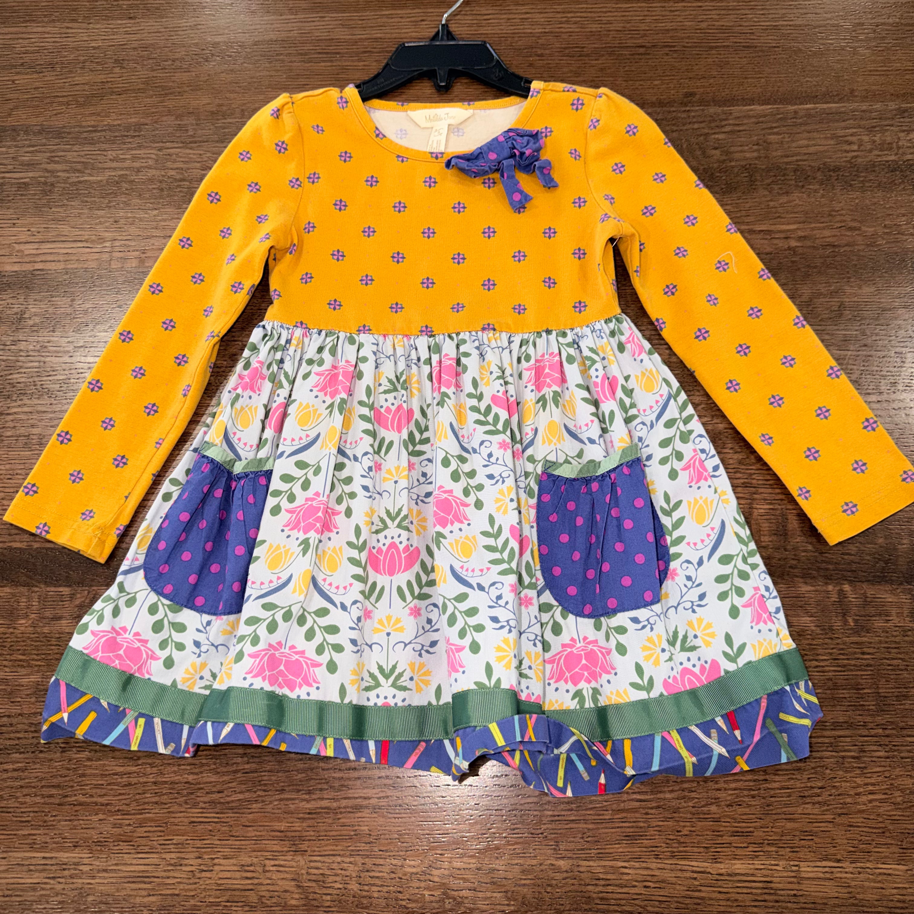 Matilda Jane Choose Girls Your Own Path Gold Star Dress Size 4