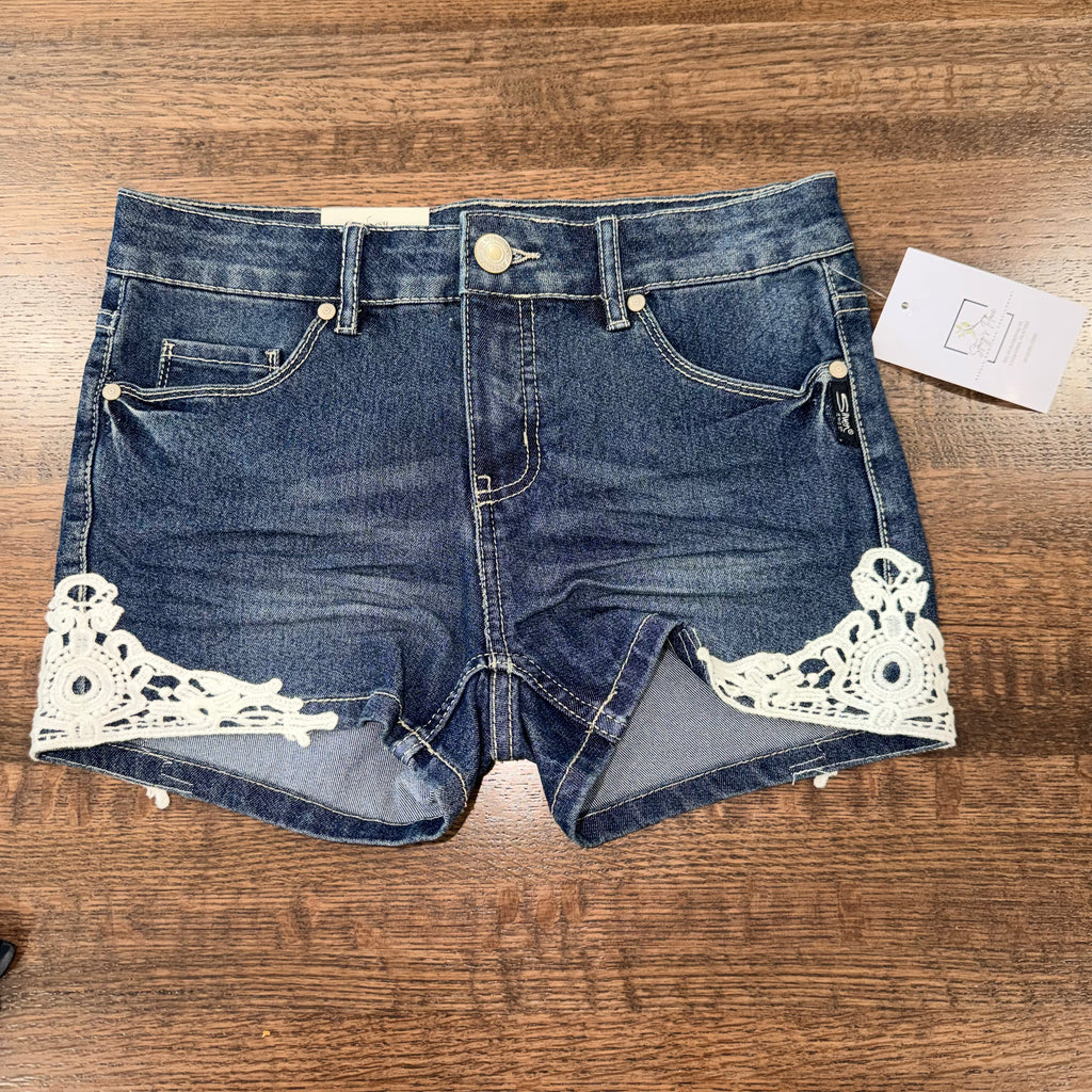Silver Jeans Girls Lacy Denim Shorts Size 10 NWT