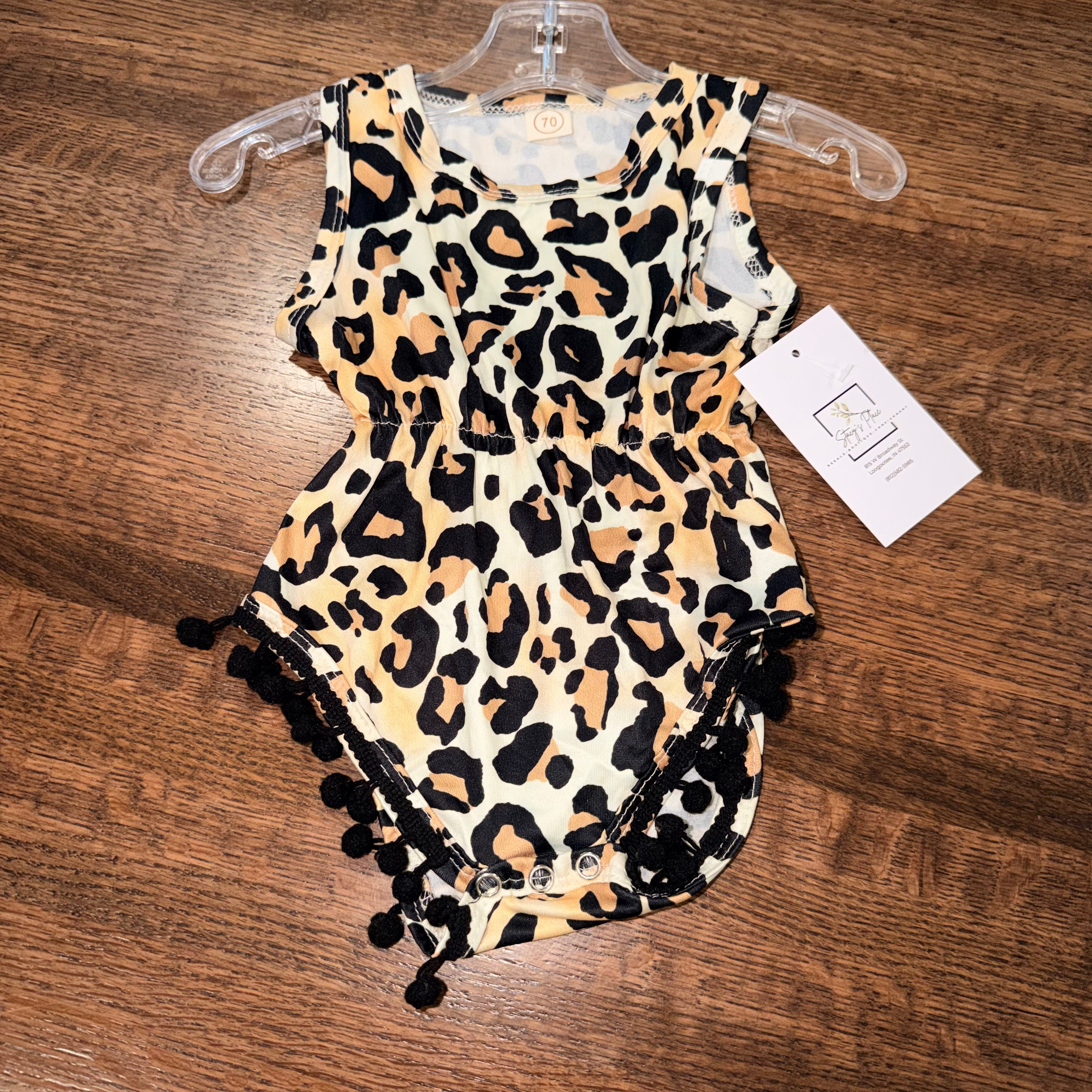 Boutique Girls Floral Romper Cheetah 3-6 Months