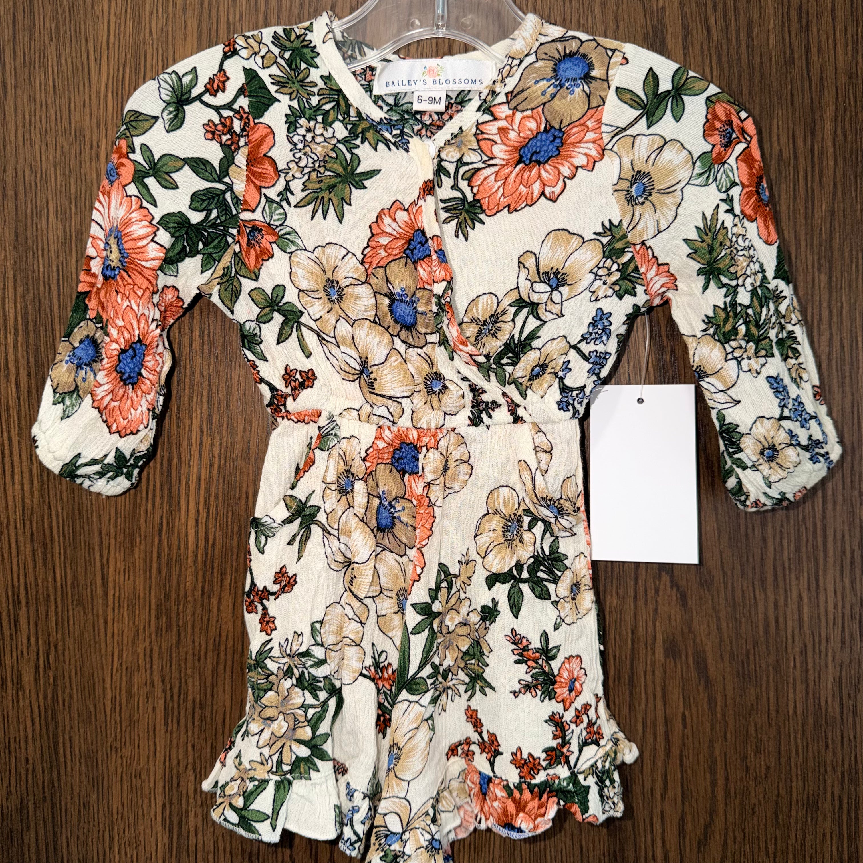 Baileys Blossoms Girls Floral Romper 6-9 mos
