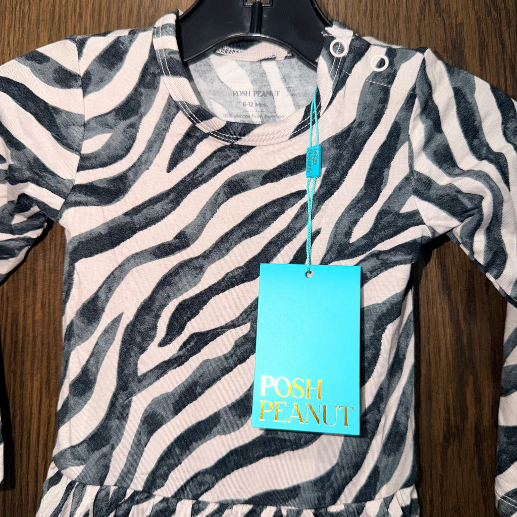 Posh Peanut NWT Girls Bamboo LONG SLEEVE KoKo TWIRL SKIRT BODYSUIT Size 6-12 mos