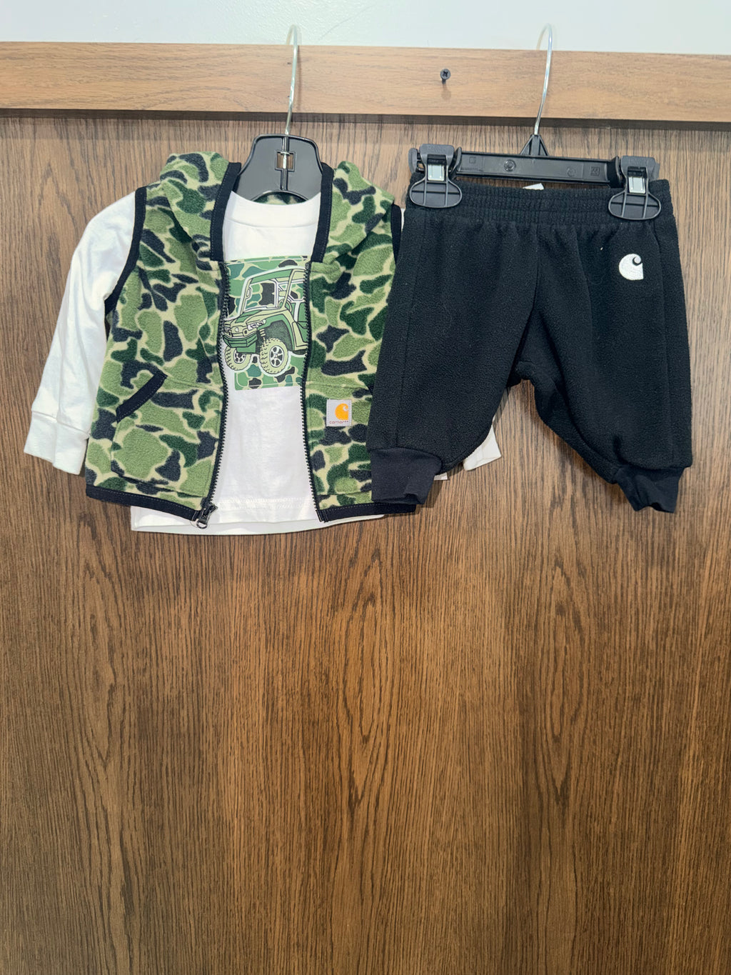 Carhartt Baby Camo Vest, Long-Sleeve T-Shirt & Pants 3-Piece Set 3mos 3 Months EUC