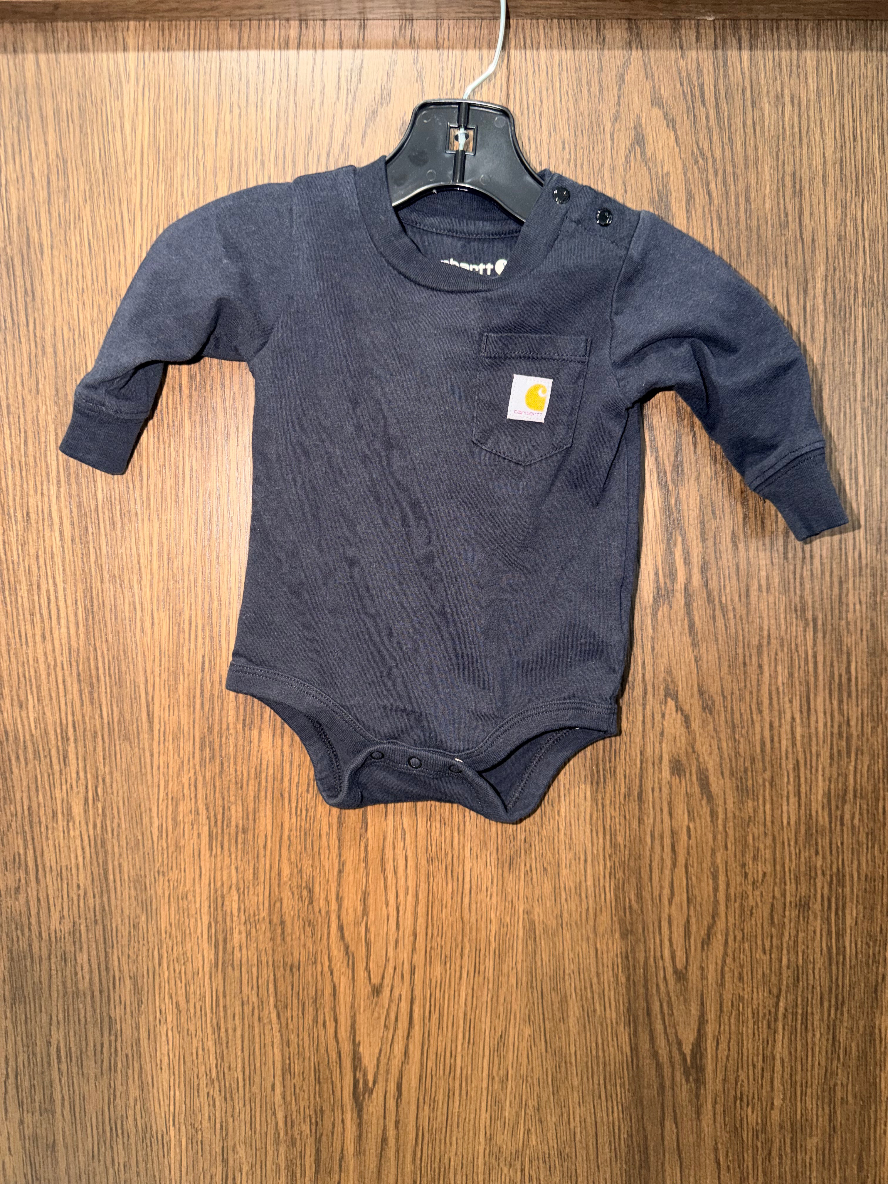 Carhartt Baby Long-Sleeve T-Shirt Pocket Onesie 3mos 3 Months EUC