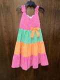 Bonnie Jean Girls Gingham Seersucker Dress Size 6 EUC