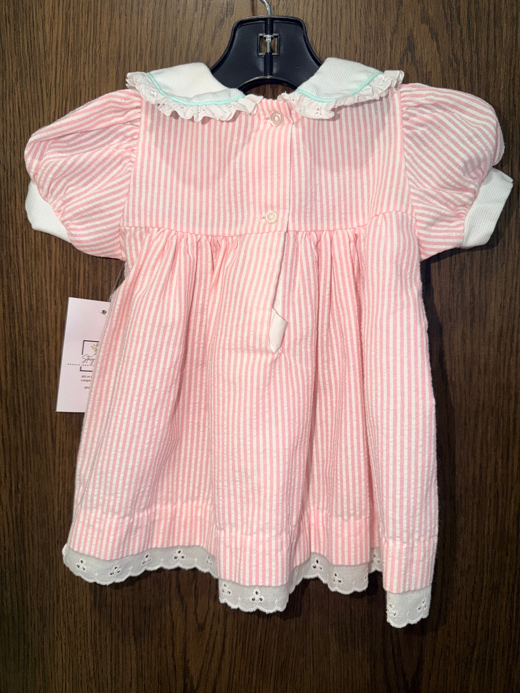 Vintage 90’s Alexis Girls Smocked Striped Seersucker Dress Size 12mos 12 Months