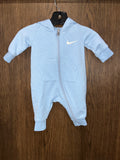 Nike Baby Light Blue Hooded Coverall Onesie Newborn New Condition
