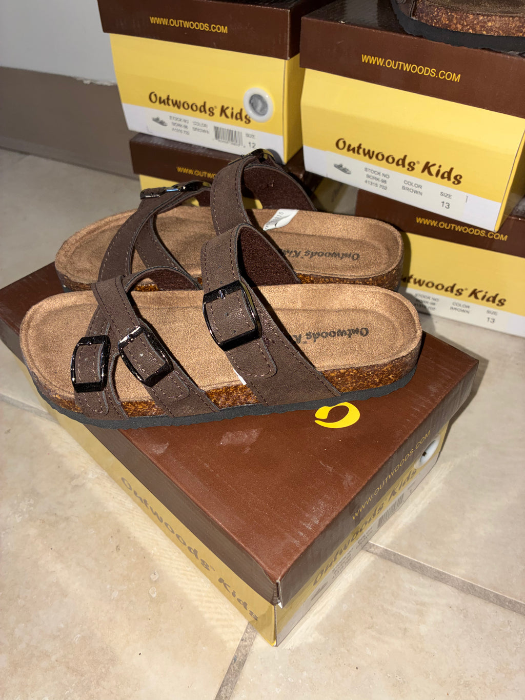 Outwoods Kids Girls Borks Sandals Brown Size 1 NIB NEW