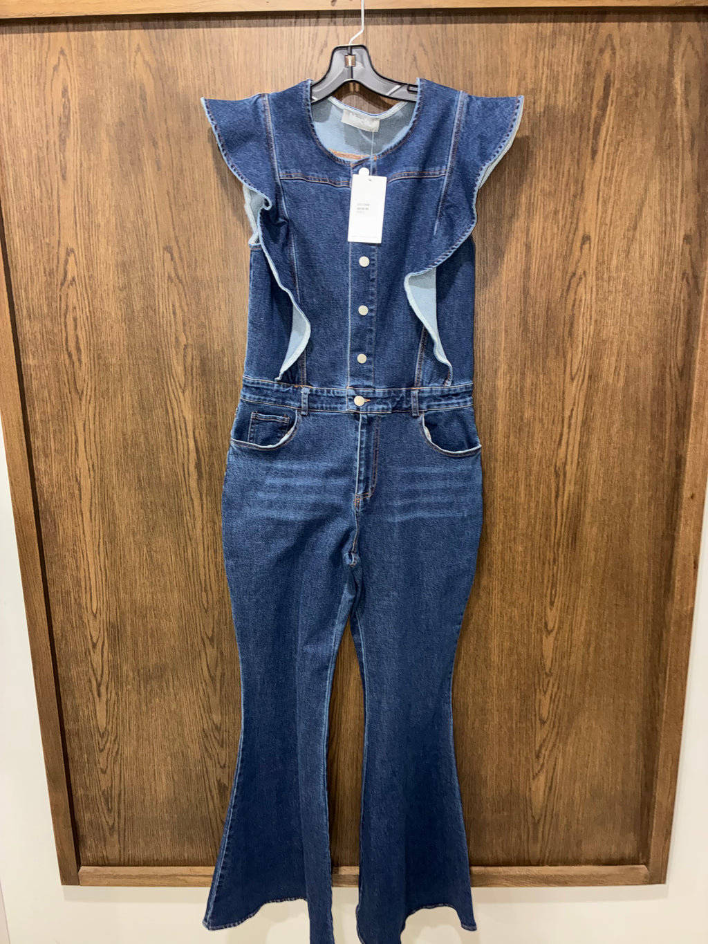 Blueb Ruffle Denim Jumpsuit Size Large