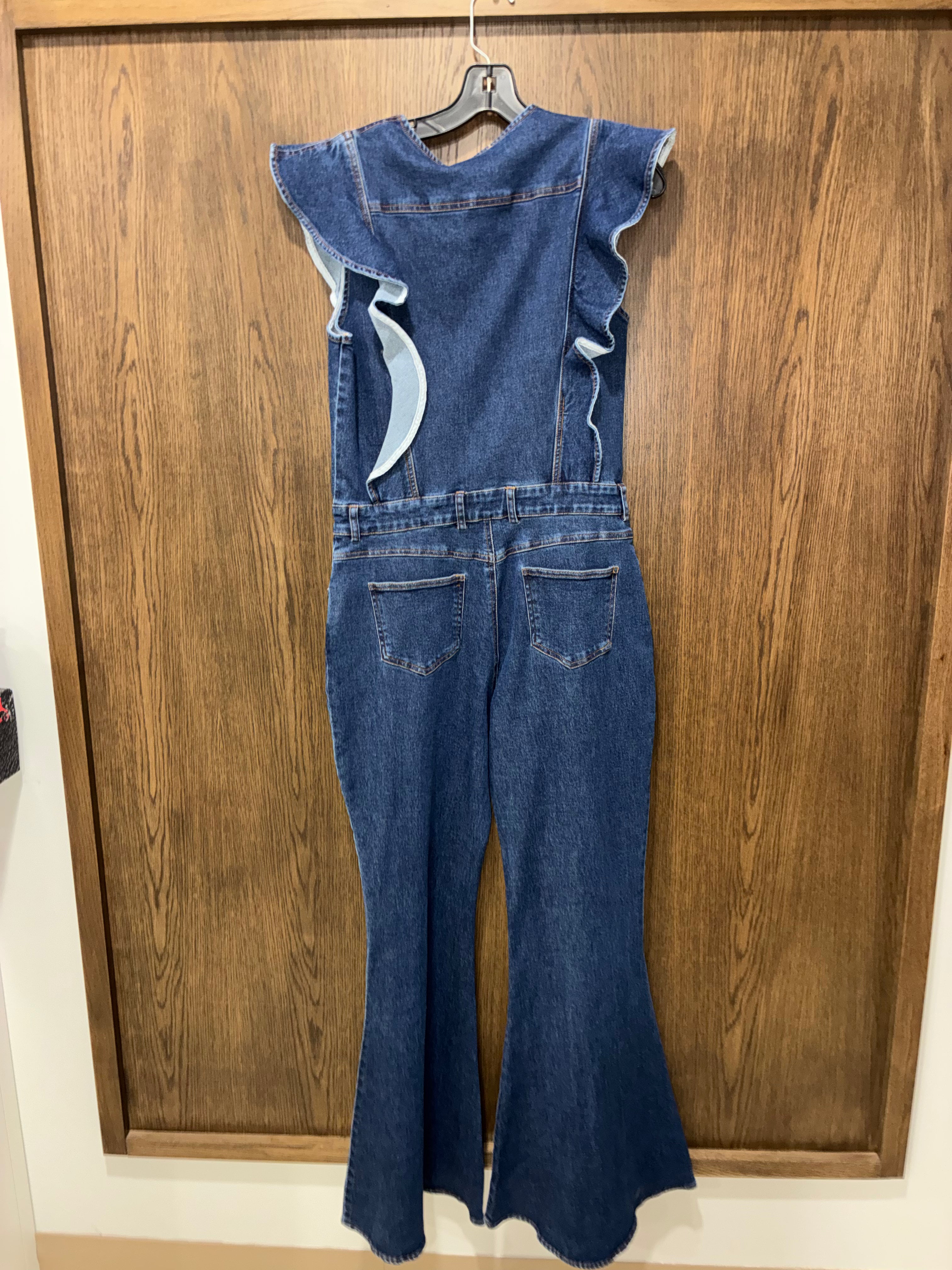 Blueb Ruffle Denim Jumpsuit Size Large