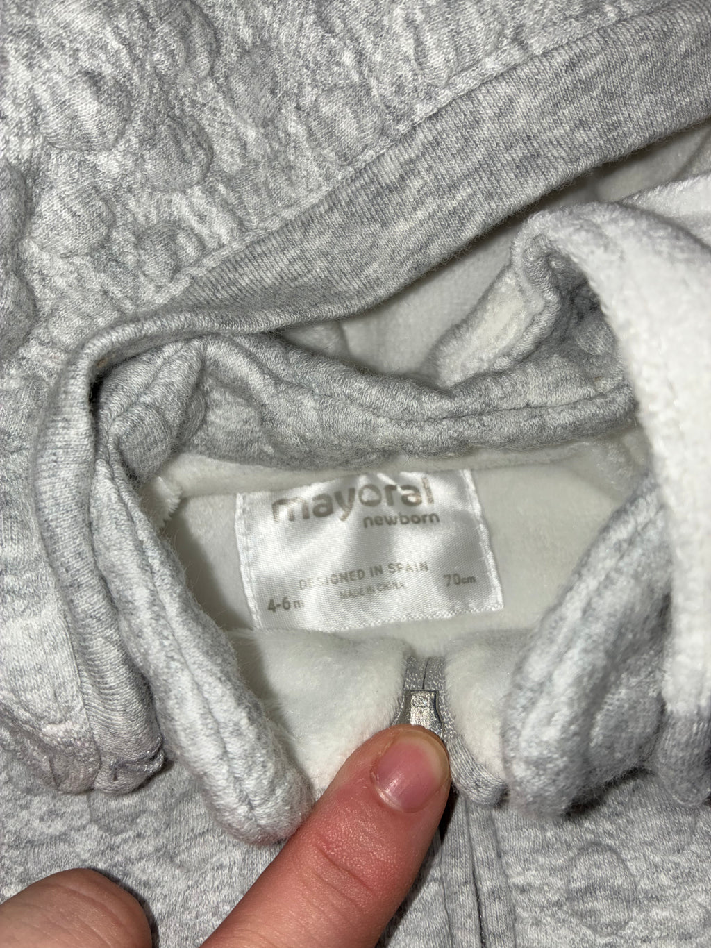 Mayoral Girls Quilted Gray Hooded Jacket Coat Newborn 0-3 mos
