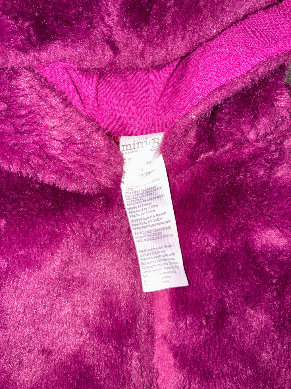 Mini B Mini Boden Purple Fuzzy Jacket Coat 6 mos