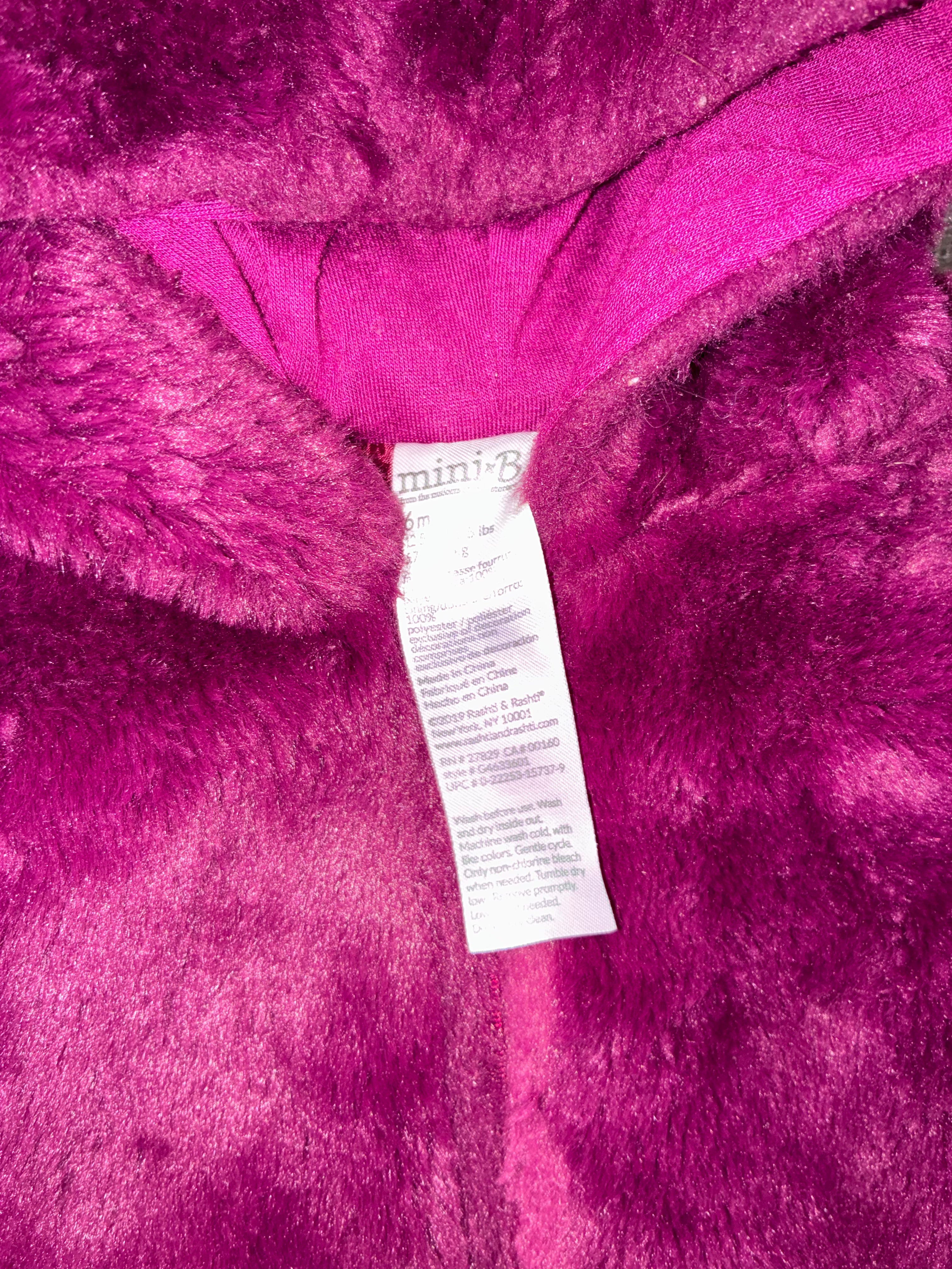 Mini B Mini Boden Purple Fuzzy Jacket Coat 6 mos