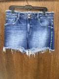 KanCan Women’s High Rise Double Buttom Frayed Hem Denim Shorts Size 15/31