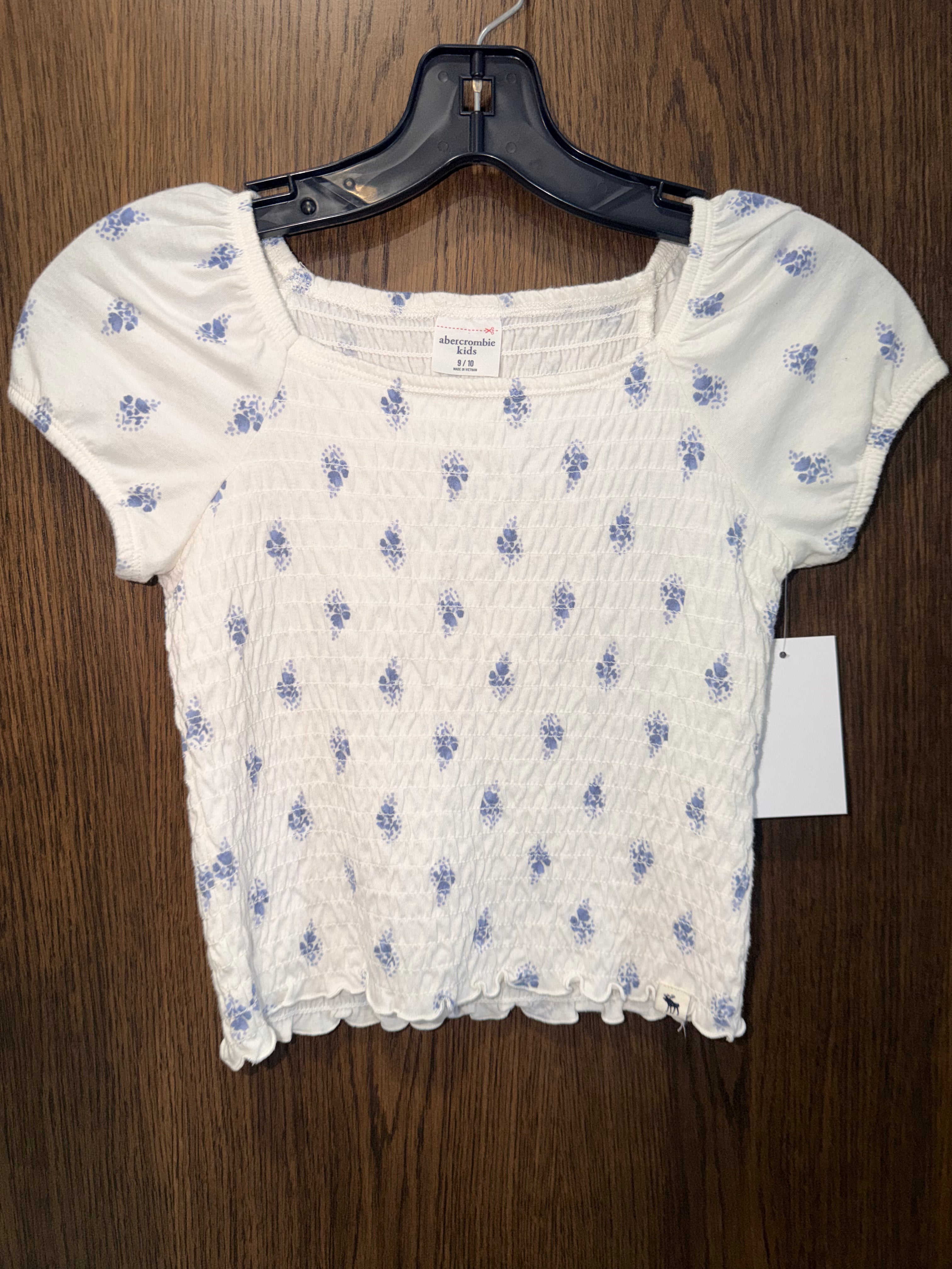 Abercrombie & Fitch Girls White and Blue Floral Top Size 9/10