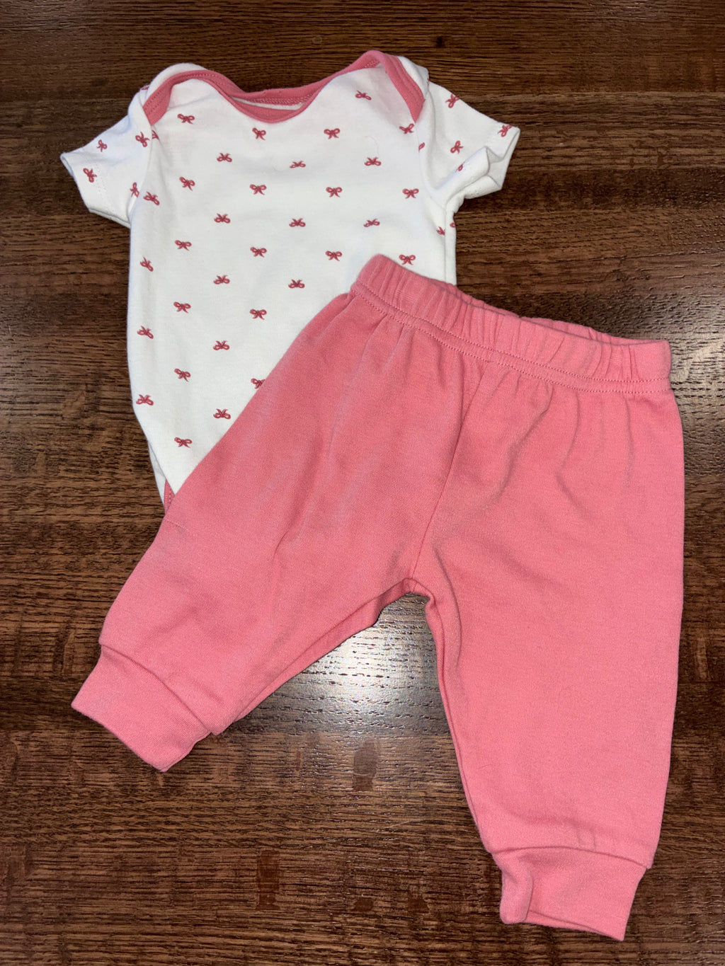 Chickpea Girls Pink Bows Set 0-3 mos