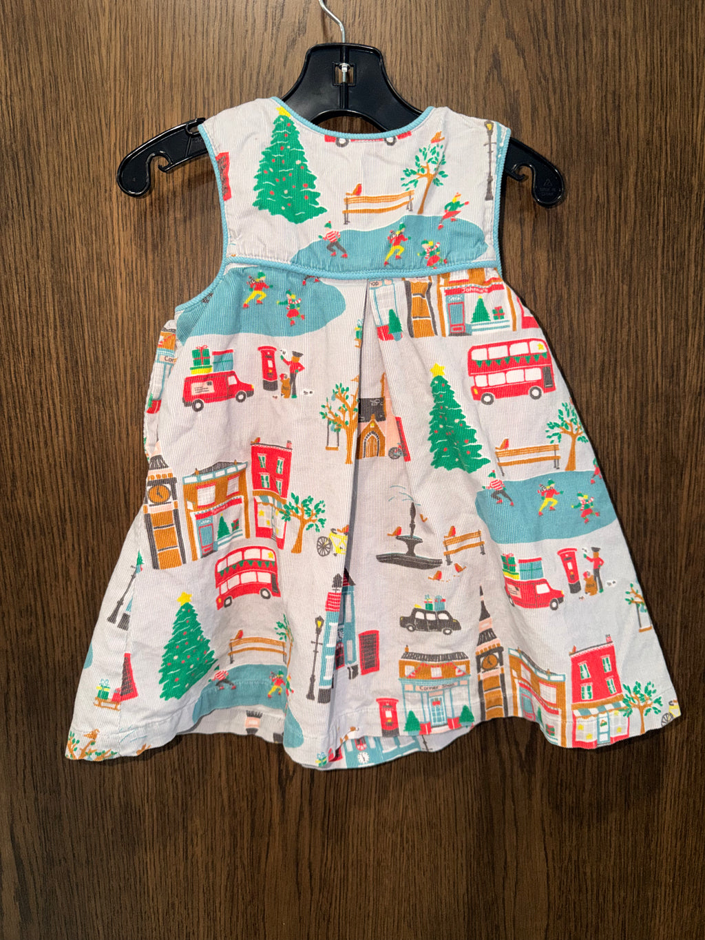 Mini Baby Boden HTF Corduroy Gray London Christmas Pinnie 12-18 Months