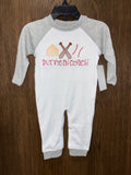 Boutique Embroidered Put Me in Coach Boys Baseball Romper 3-6 Months