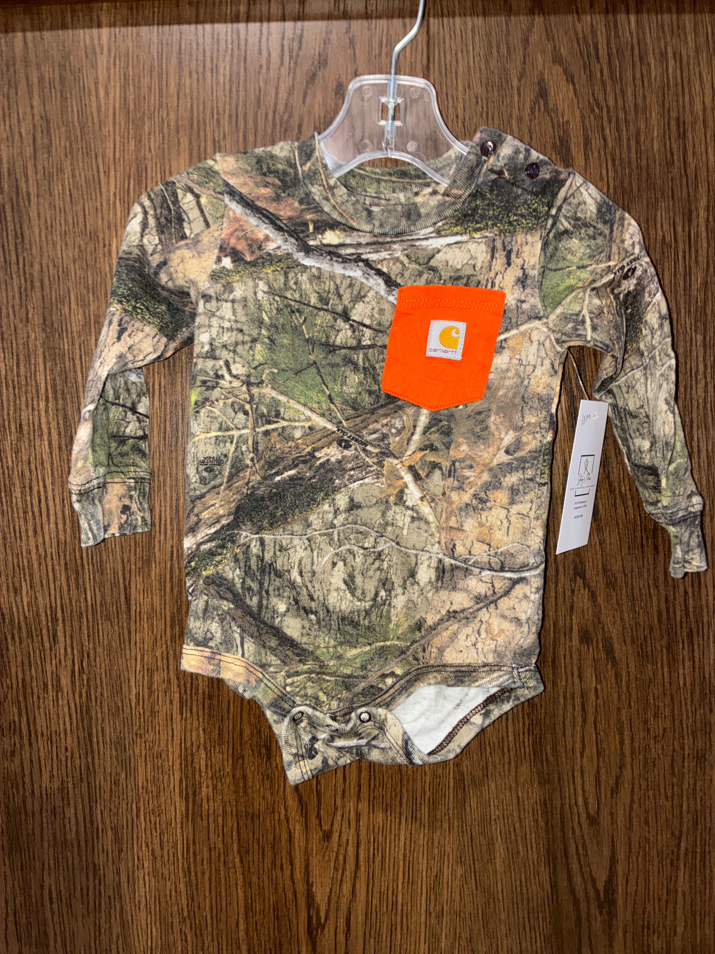Carhartt Baby Long-Sleeve T-Shirt Pocket Onesie 12mos 12 Months EUC