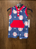 Shabby Chic Boutique Boys Hooded Baseball Romper 3-6 Months