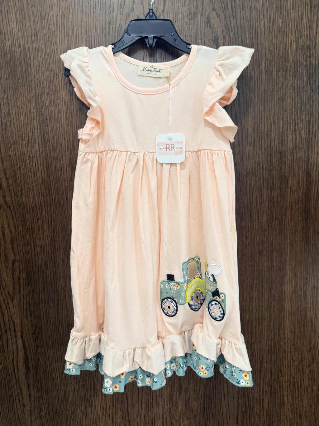 Marie Nicole NWT Girls Peach Embroidered Cow Train Dress Size 3
