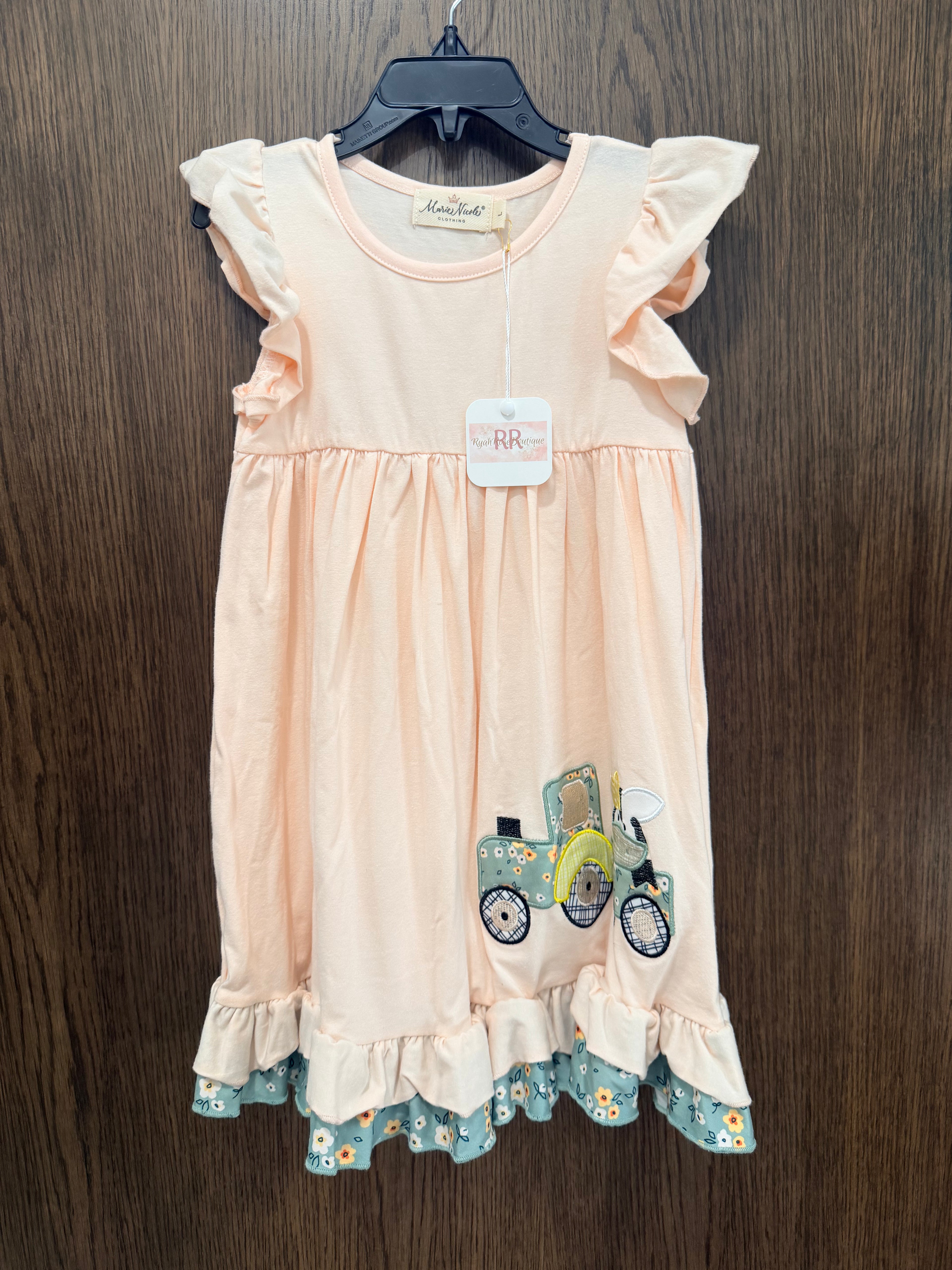 Marie Nicole NWT Girls Peach Embroidered Cow Train Dress Size 3