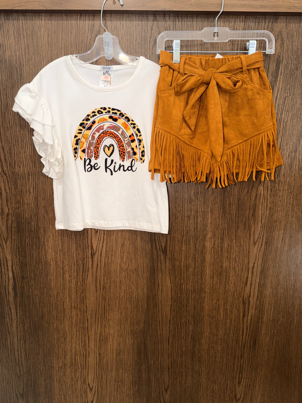 Mia Bell Girls NWT Be Kind Top and Fringe Short Set Size 6
