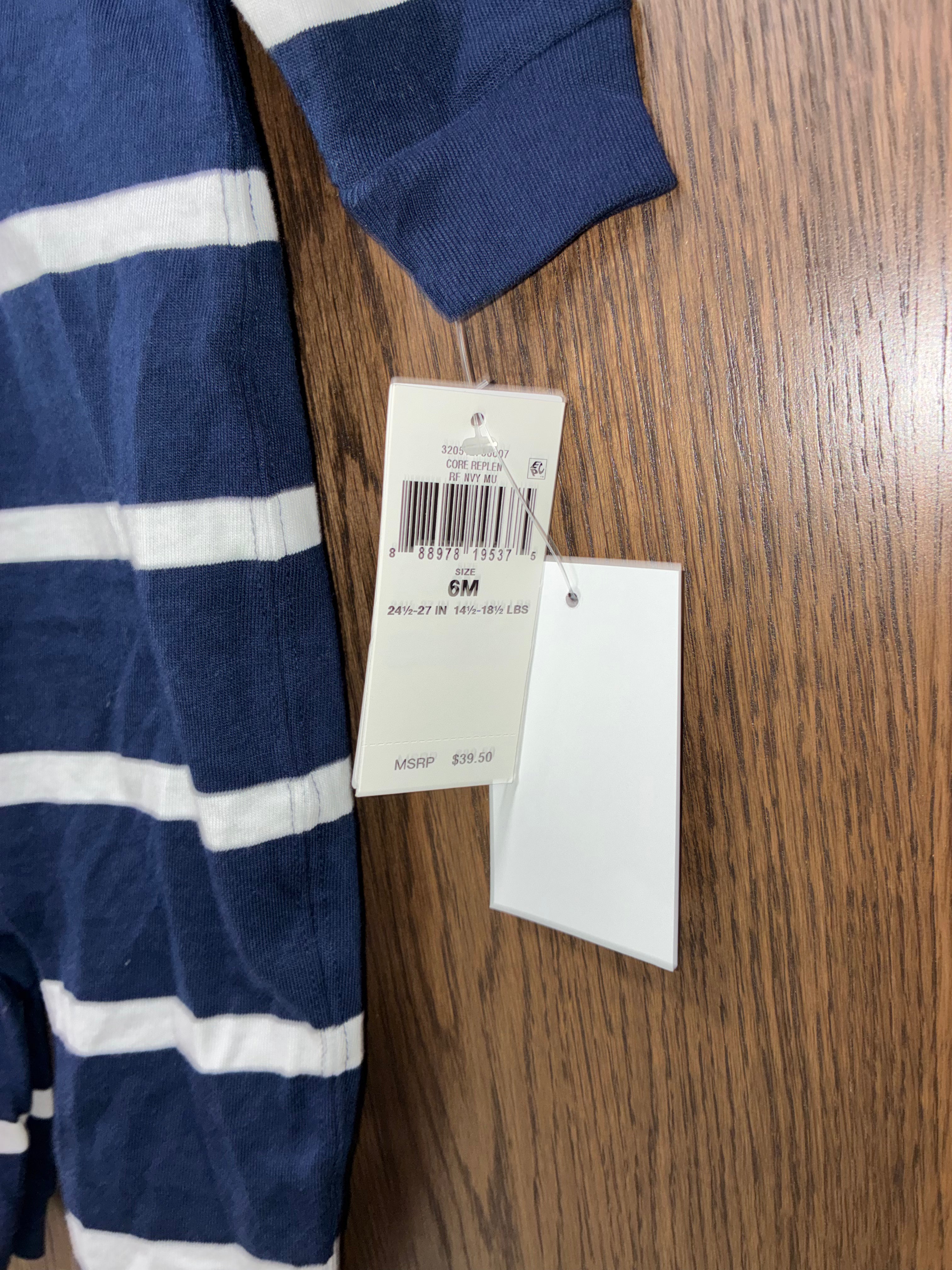 Ralph Lauren Baby Boys Striped Cotton Jersey Rugby Coverall NWT Size 6 months