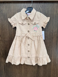 Vintage Little Lass Khaki Embroidered Dress 3T New Condition