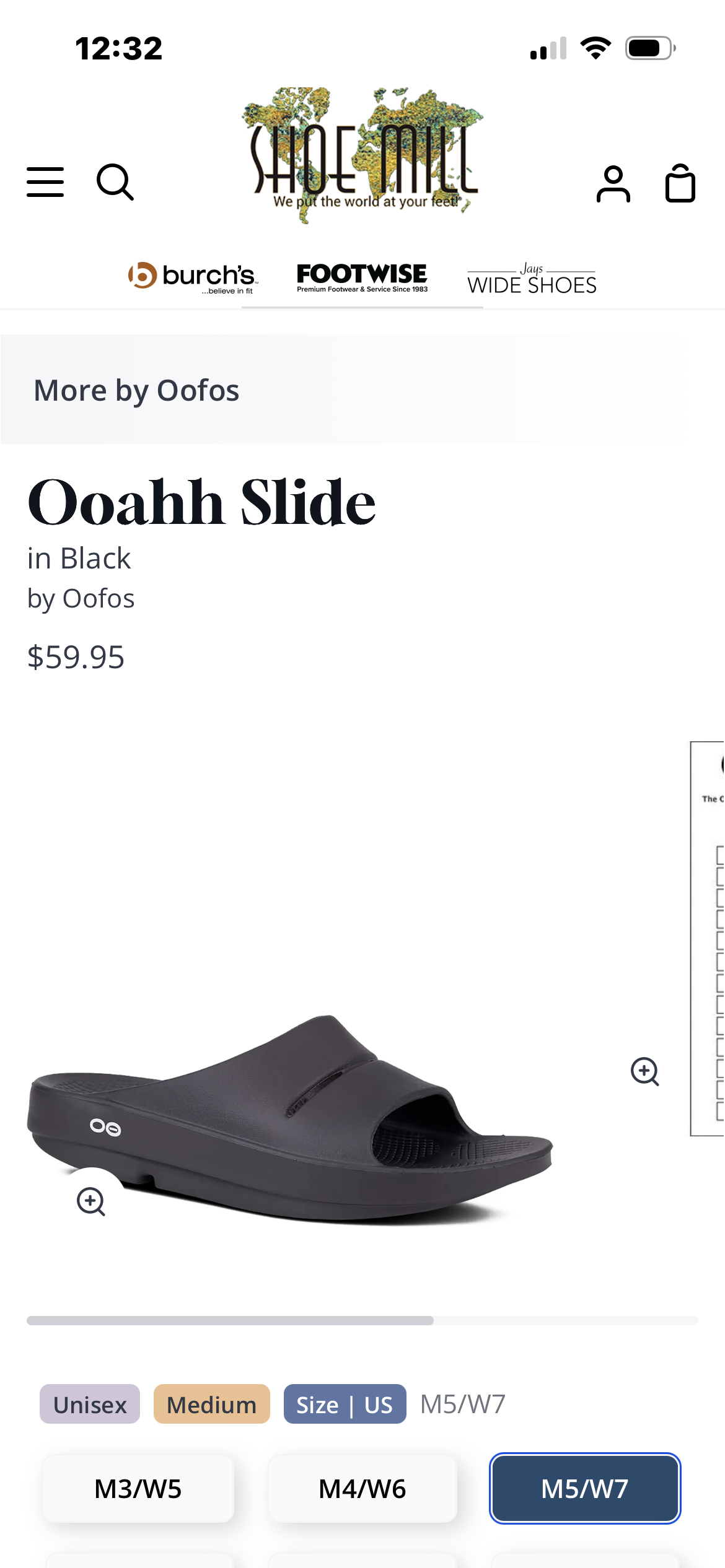 Ooahh Slide Sandals in Black by Oofos
women’s Size 8 EU 39 New Condition
