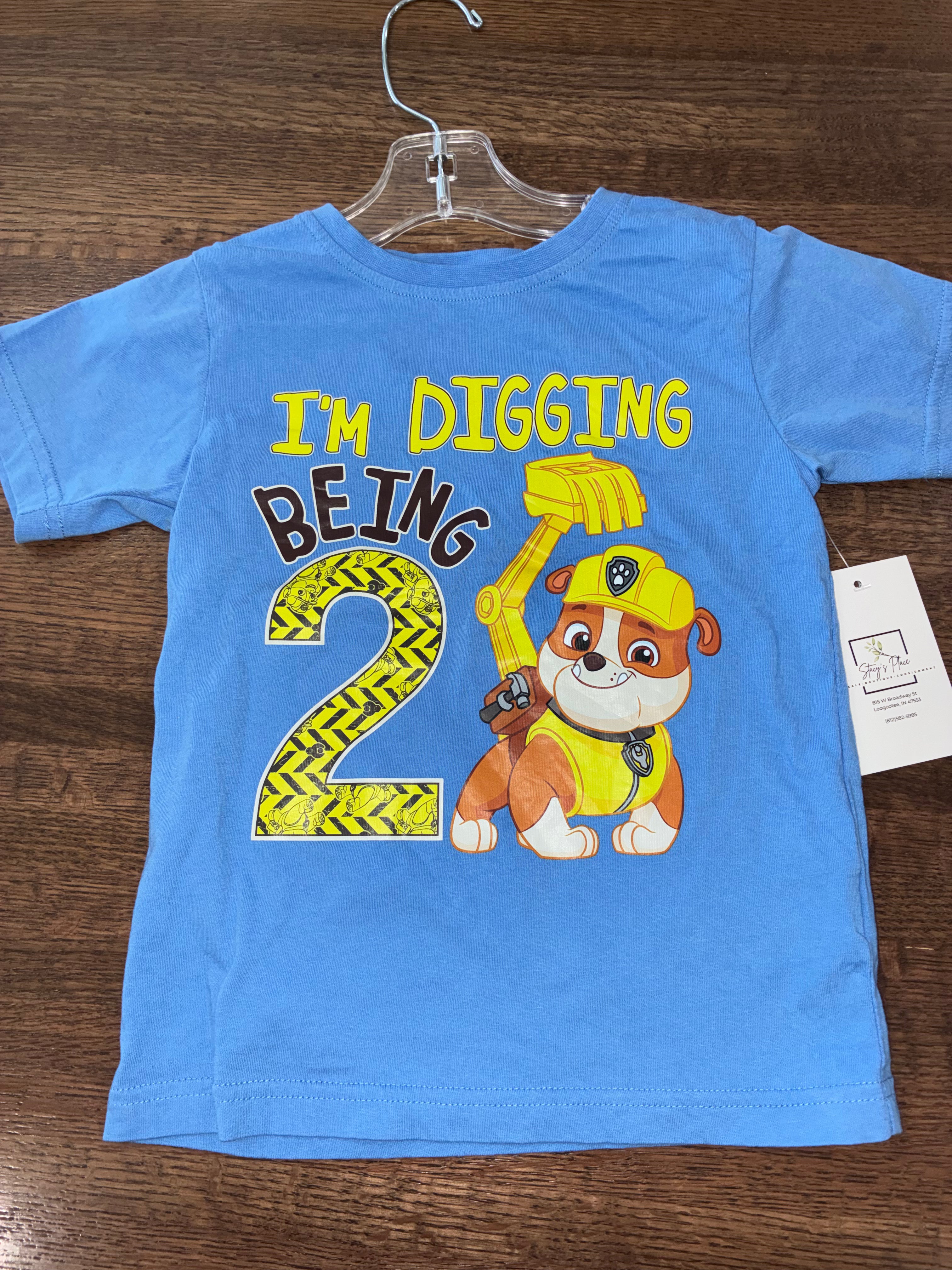 Paw Patrol Rubble Digging 2 T-Shirt 2T EUC